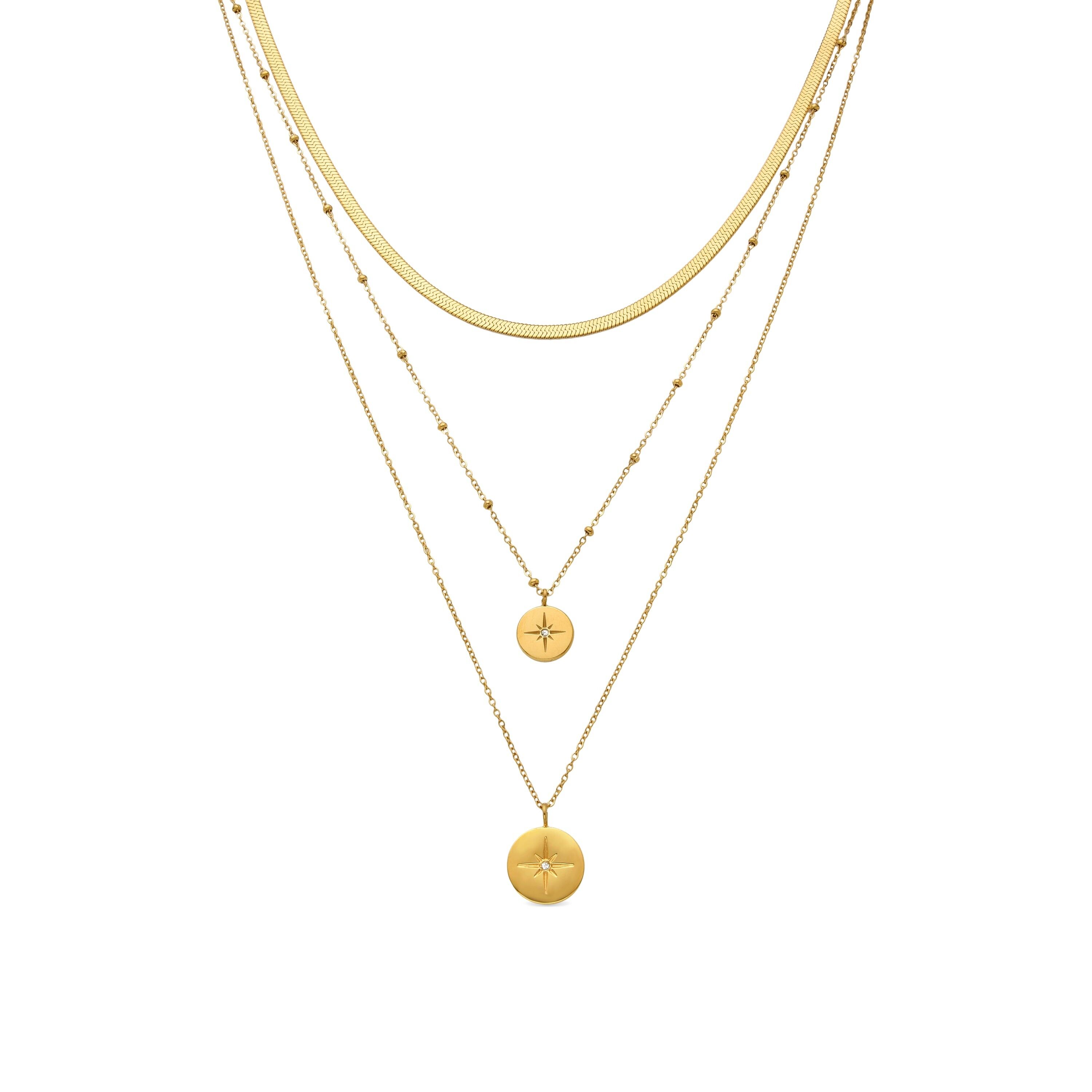 Collana con zirconi lucenti rifinita in oro giallo 18 carati - Tylor