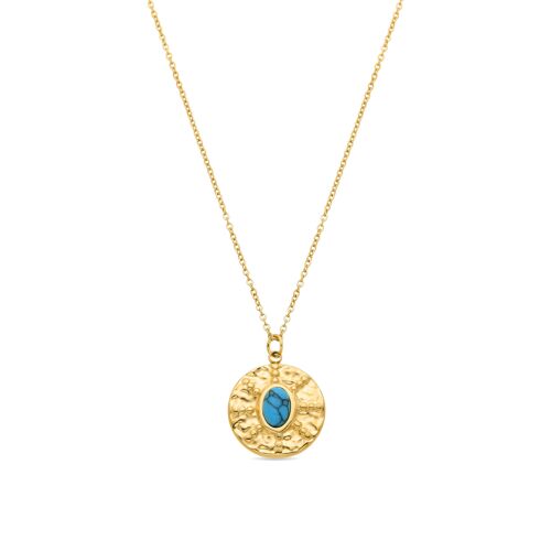Collar de Turquesa acabado en oro amarillo de 18K- Riadra