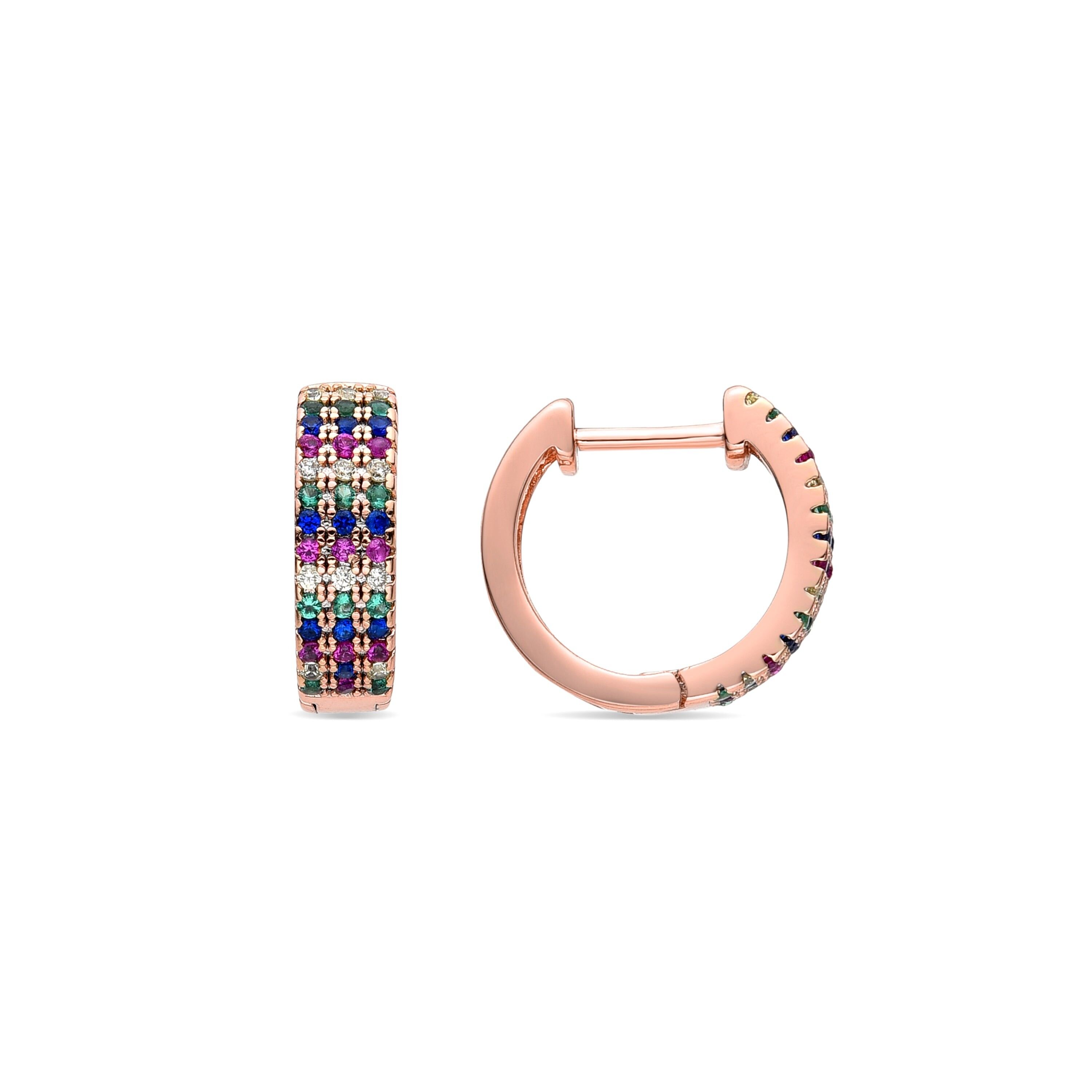 Mehrfarbige Zirkonia-Ohrringe aus 18 Karat Roségold – Strio