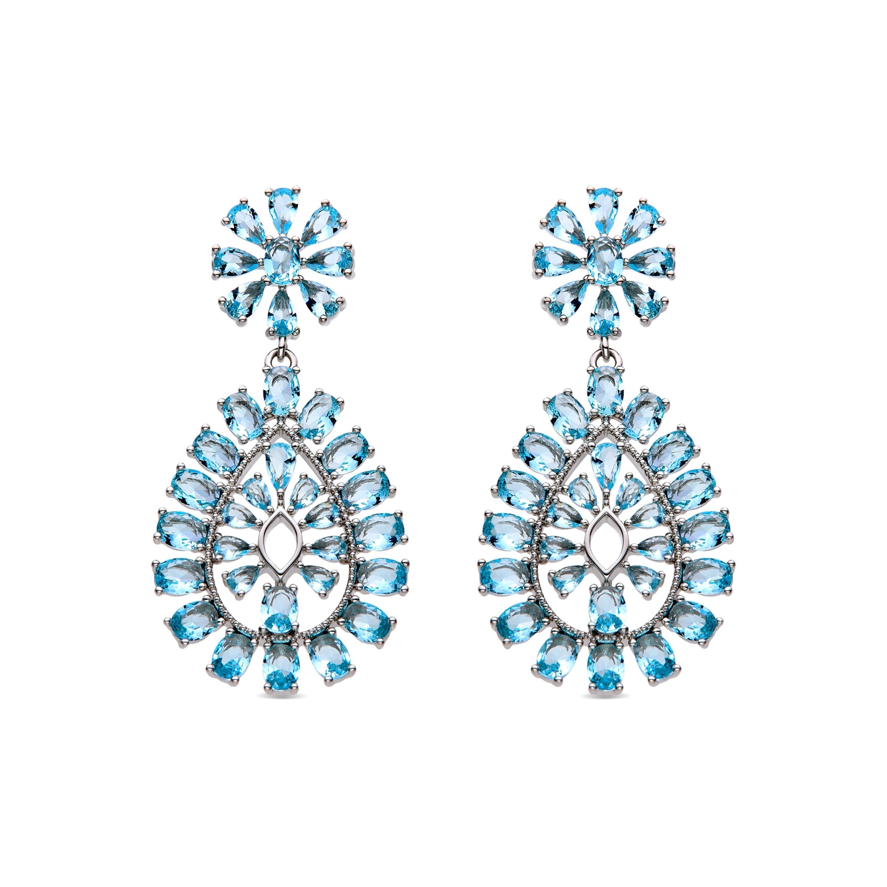 Aquamarin-Zirkonia-Ohrringe in Rhodium veredelt – Sharam