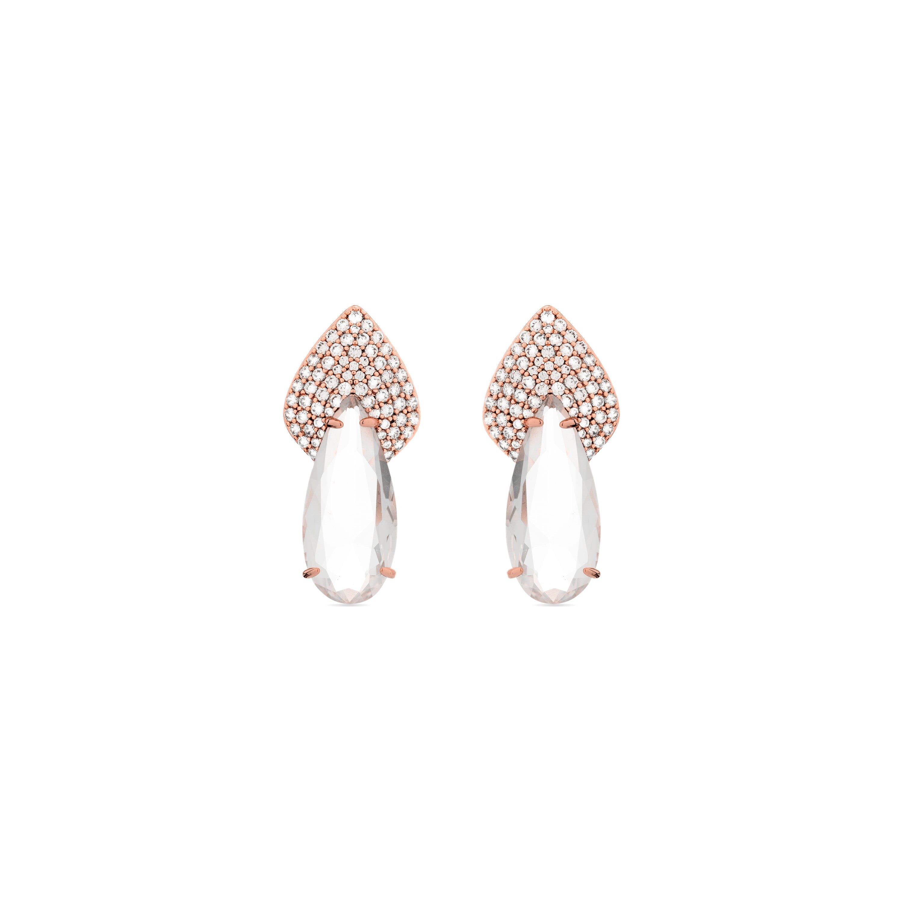 Boucles d'oreilles avec zircone brillante finies en or jaune 18 carats - Salkil