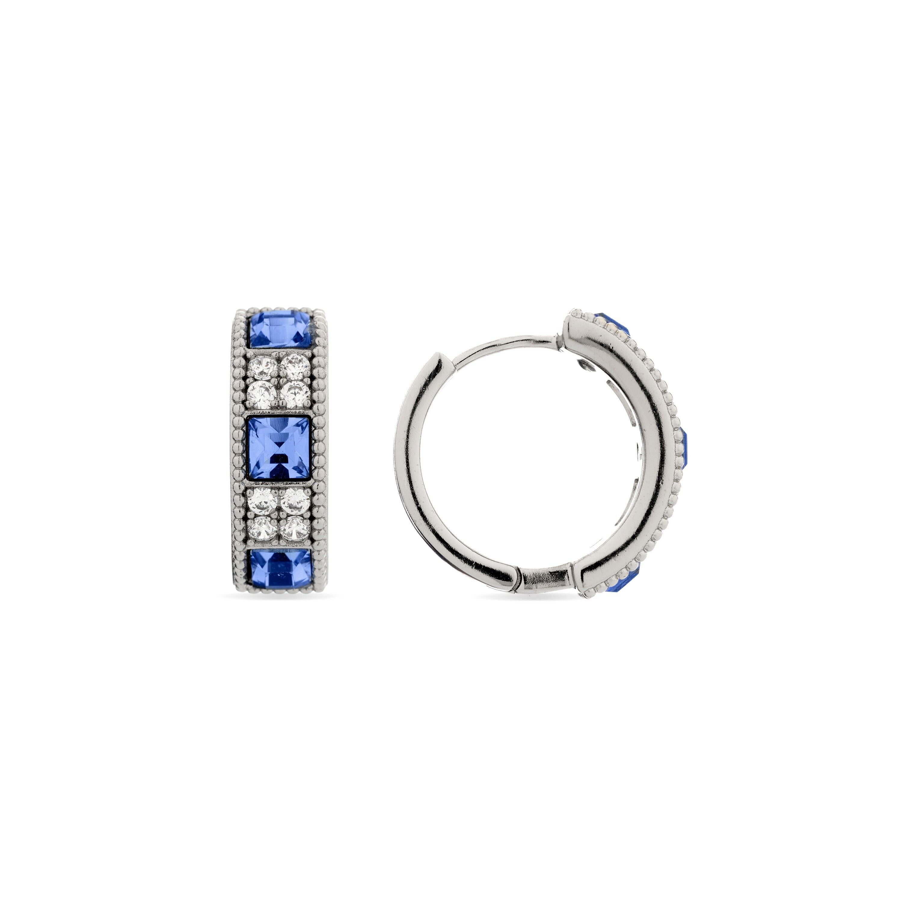 Ohrringe mit Aquamarin-Zirkonia in Rhodium veredelt – Tuk