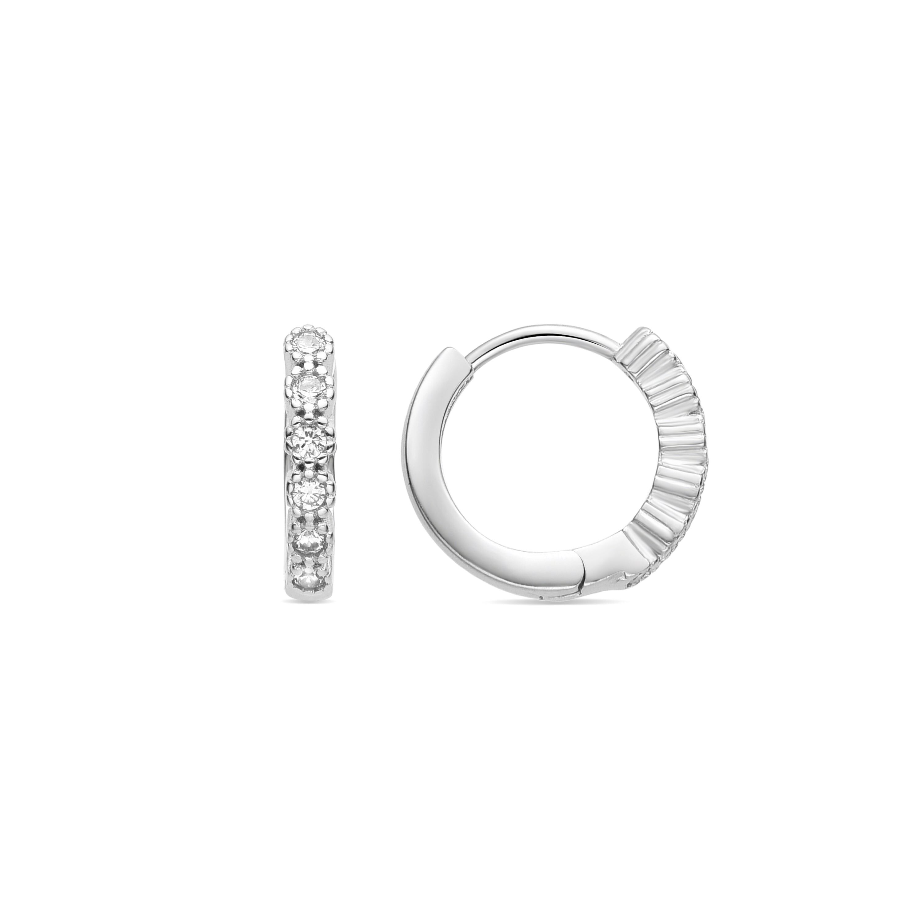 Ohrringe aus 925er-Sterlingsilber mit glänzendem Zirkonia und rhodiniertem Finish – Uriok