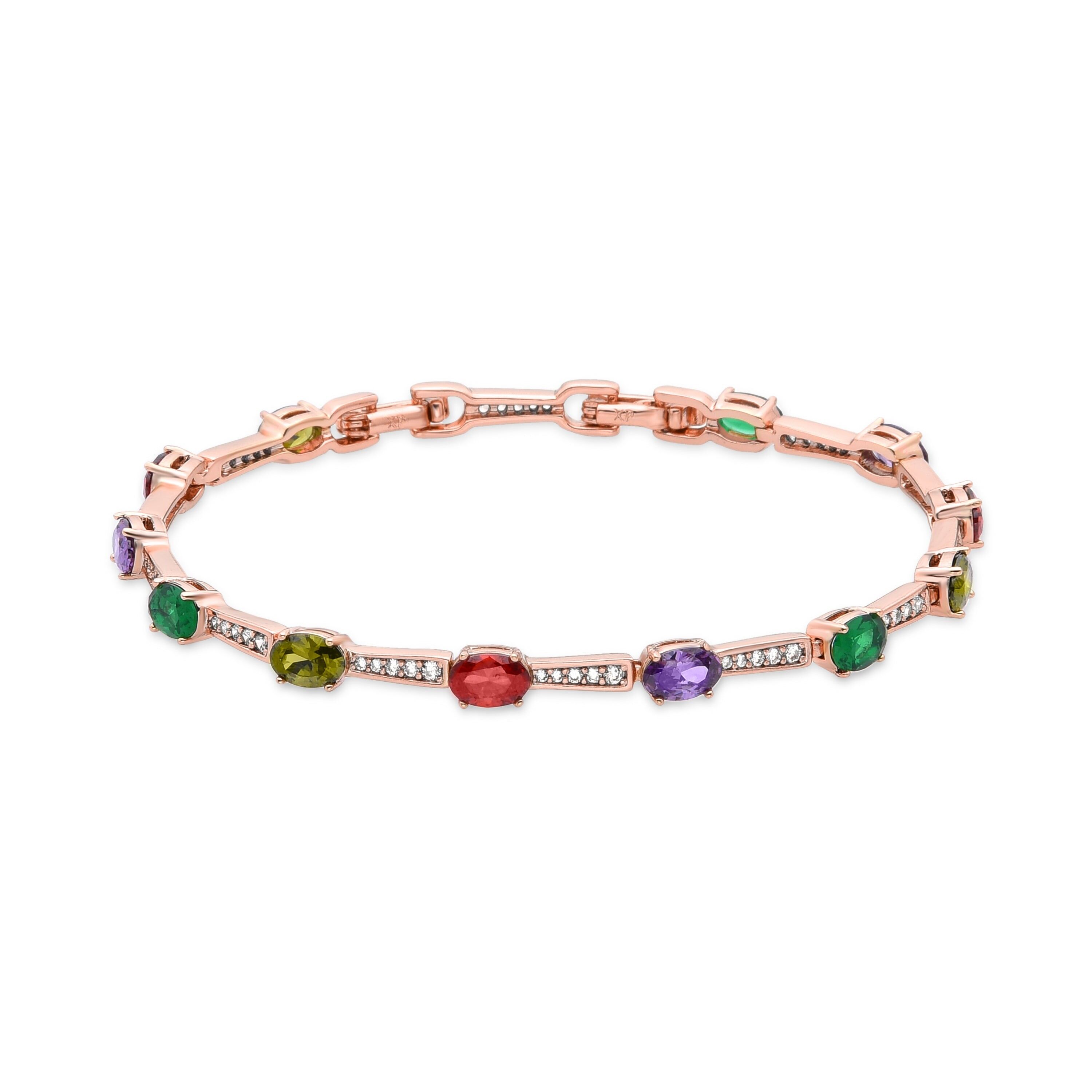 Pulsera con Circonita Multicolor acabada en oro amarillo de 18K - Rae