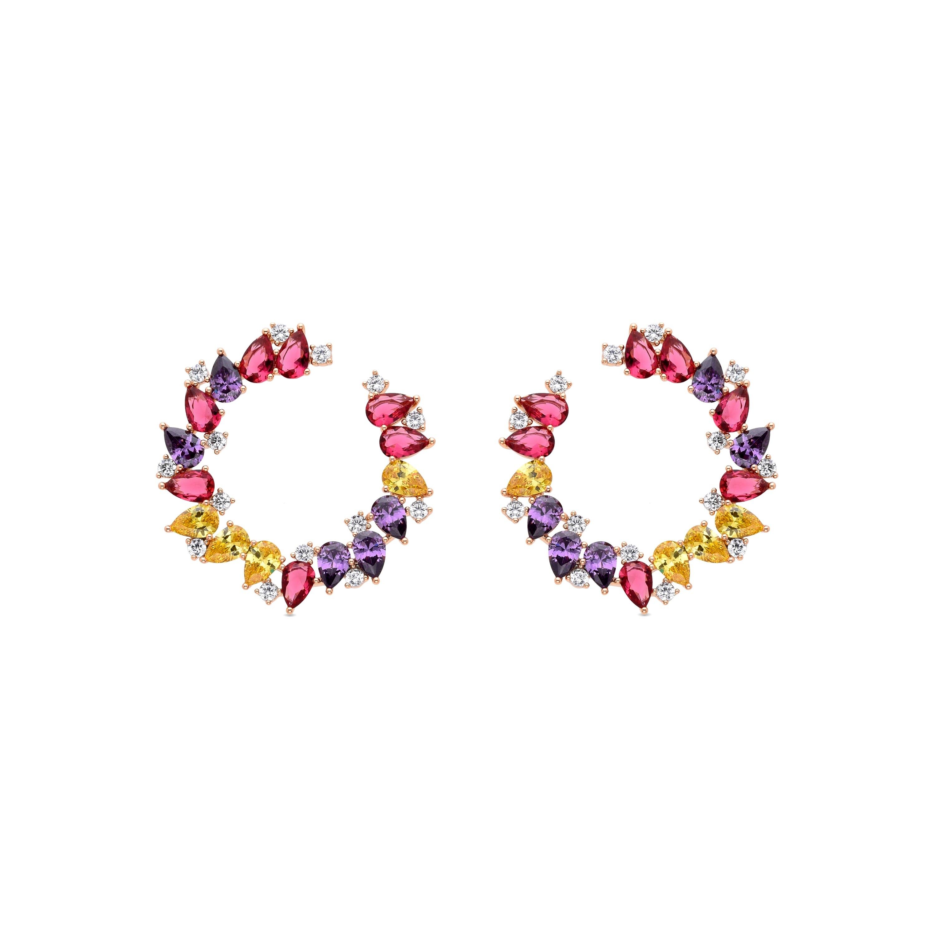 Ohrringe mit mehrfarbigen Zirkonia in 18 Karat Gelbgold – Monlali