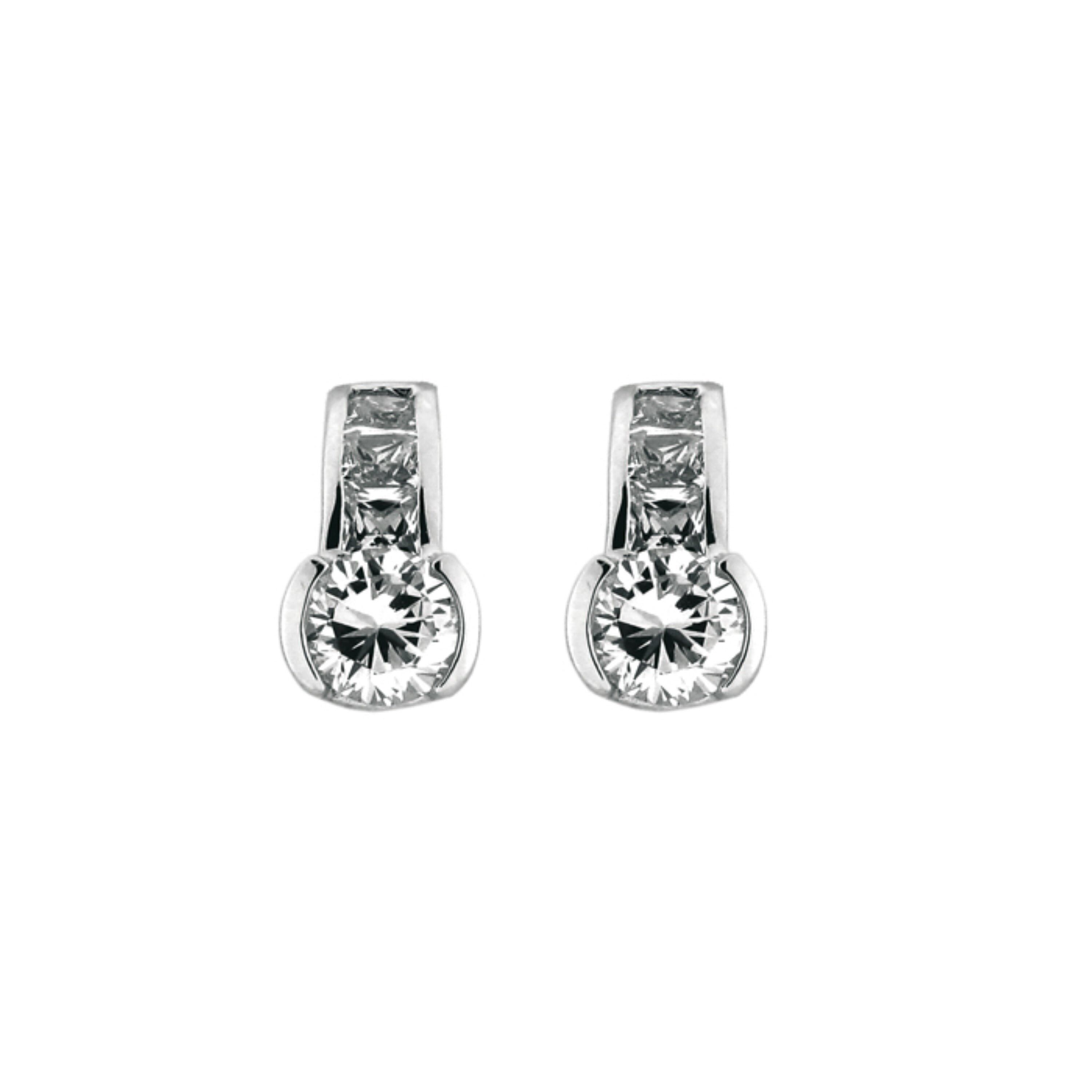 Orecchini in Argento Sterling 925 con Zirconi Lucidi rifiniti in rodio - Sabbia