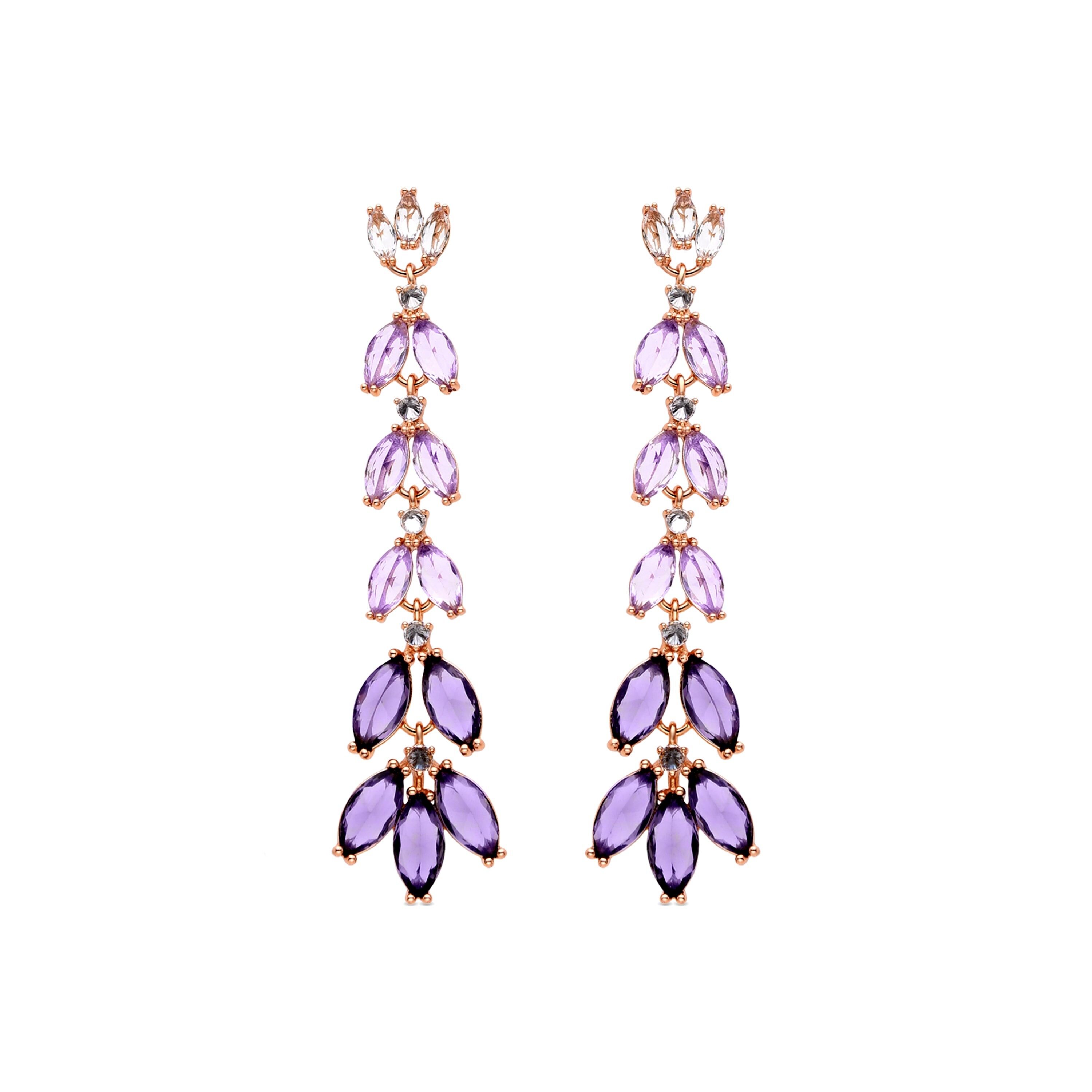 Ohrringe mit Amethyst-Zirkonia in 18 Karat Gelbgold – Dinois