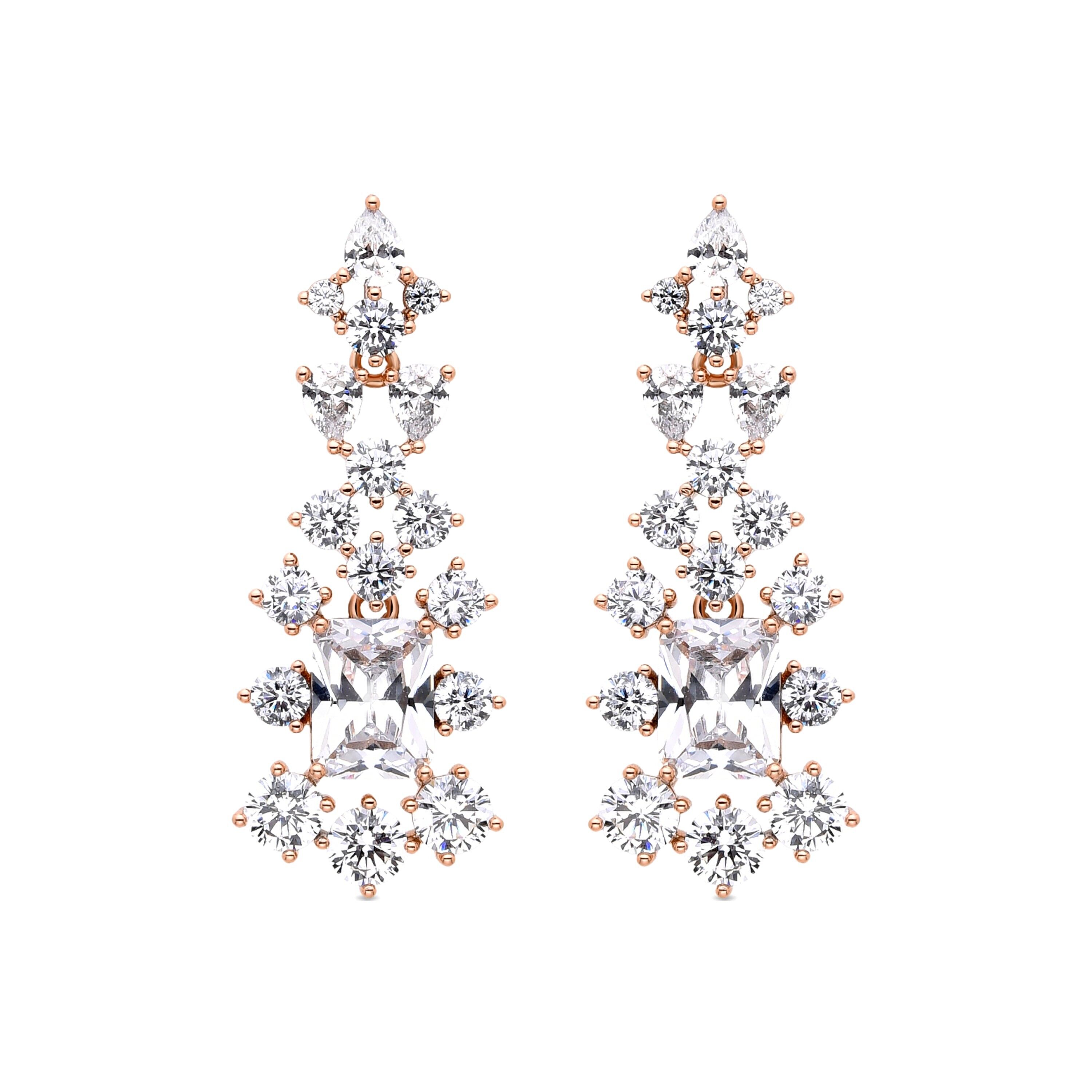 Ohrringe mit glänzendem Zirkonia in 18 Karat Gelbgold – Dika