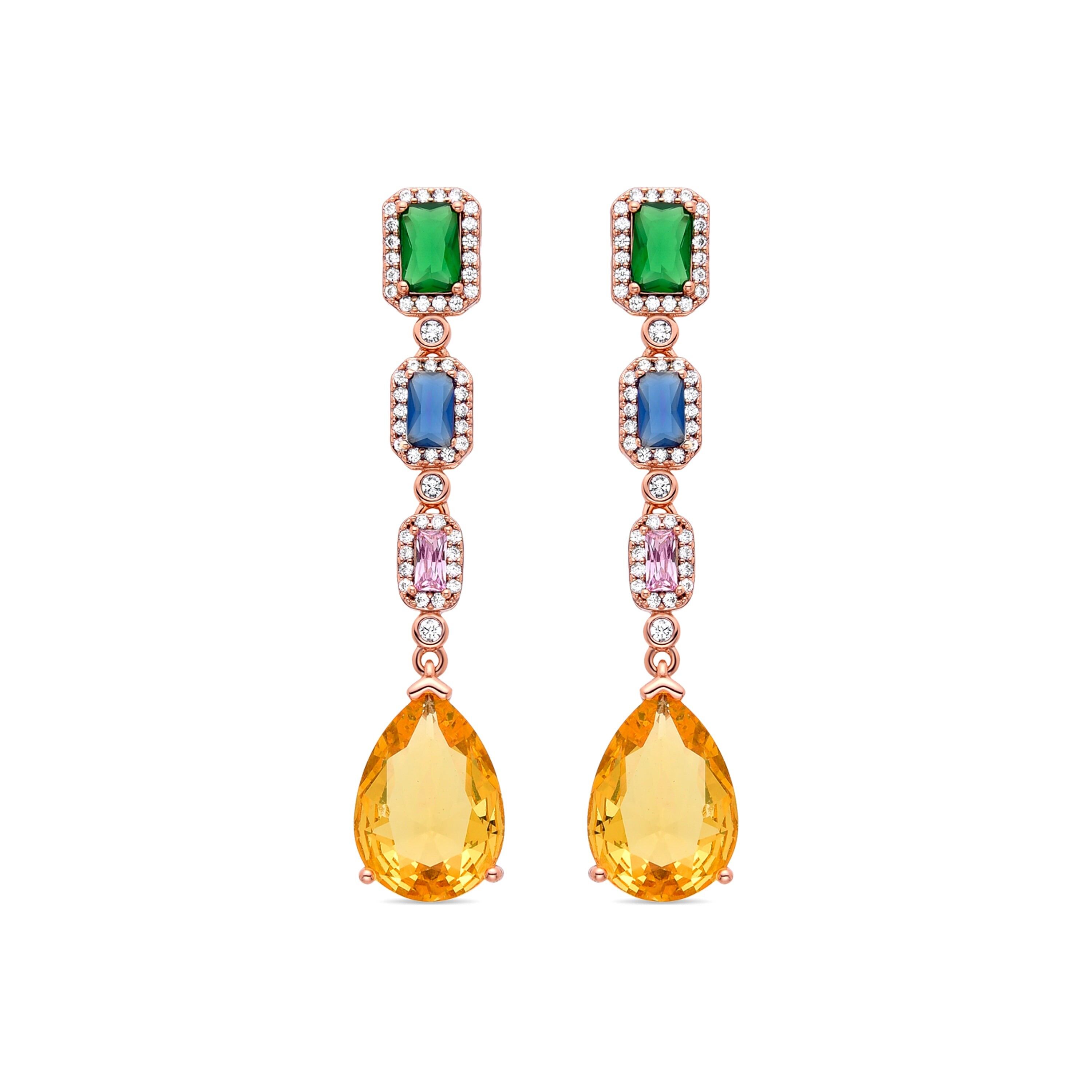 Ohrringe mit mehrfarbigem Zirkonia aus 18-karätigem Gelbgold – Doomi