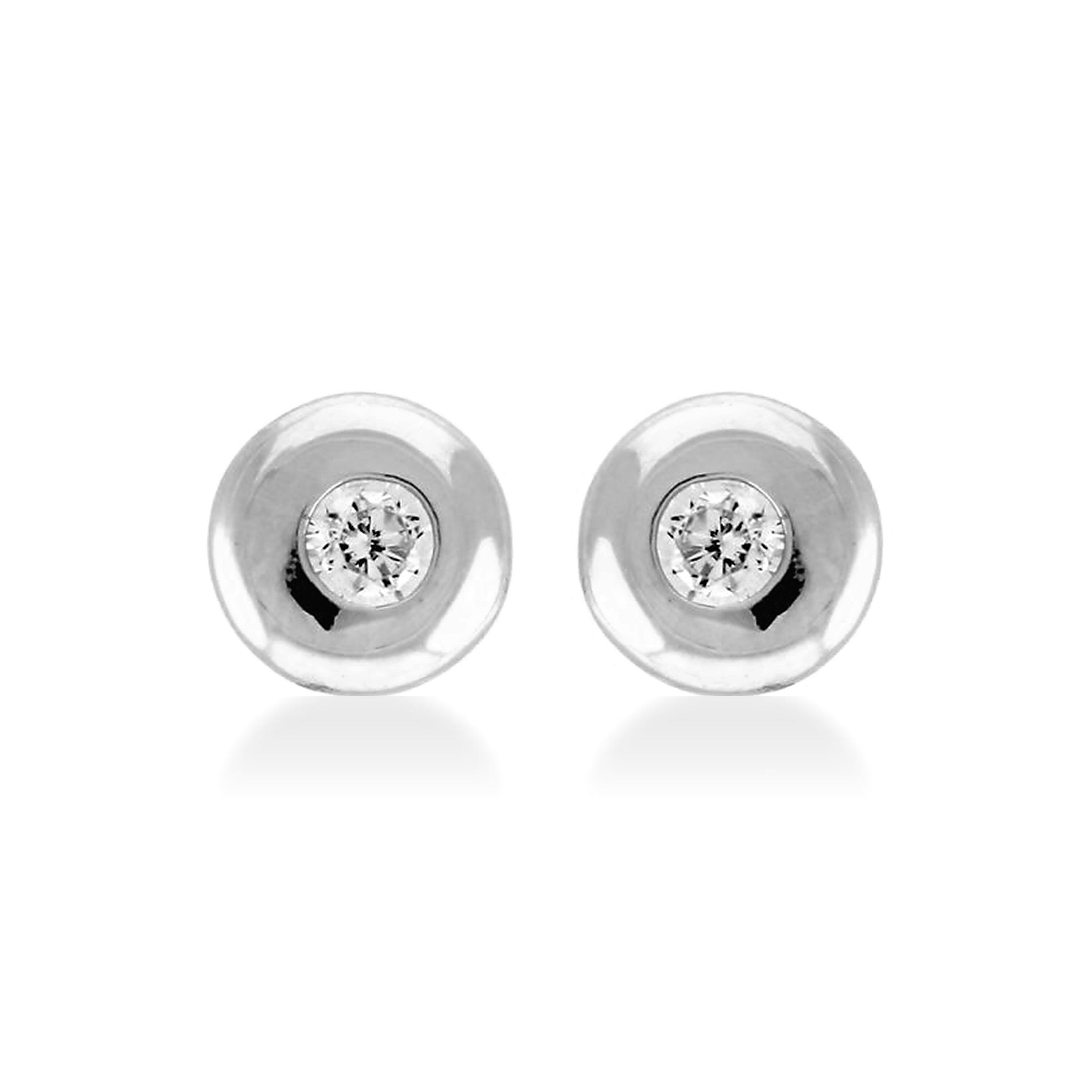 Orecchini in Argento Sterling 925 con Zirconi Lucidi rifiniti in rodio - Bottone