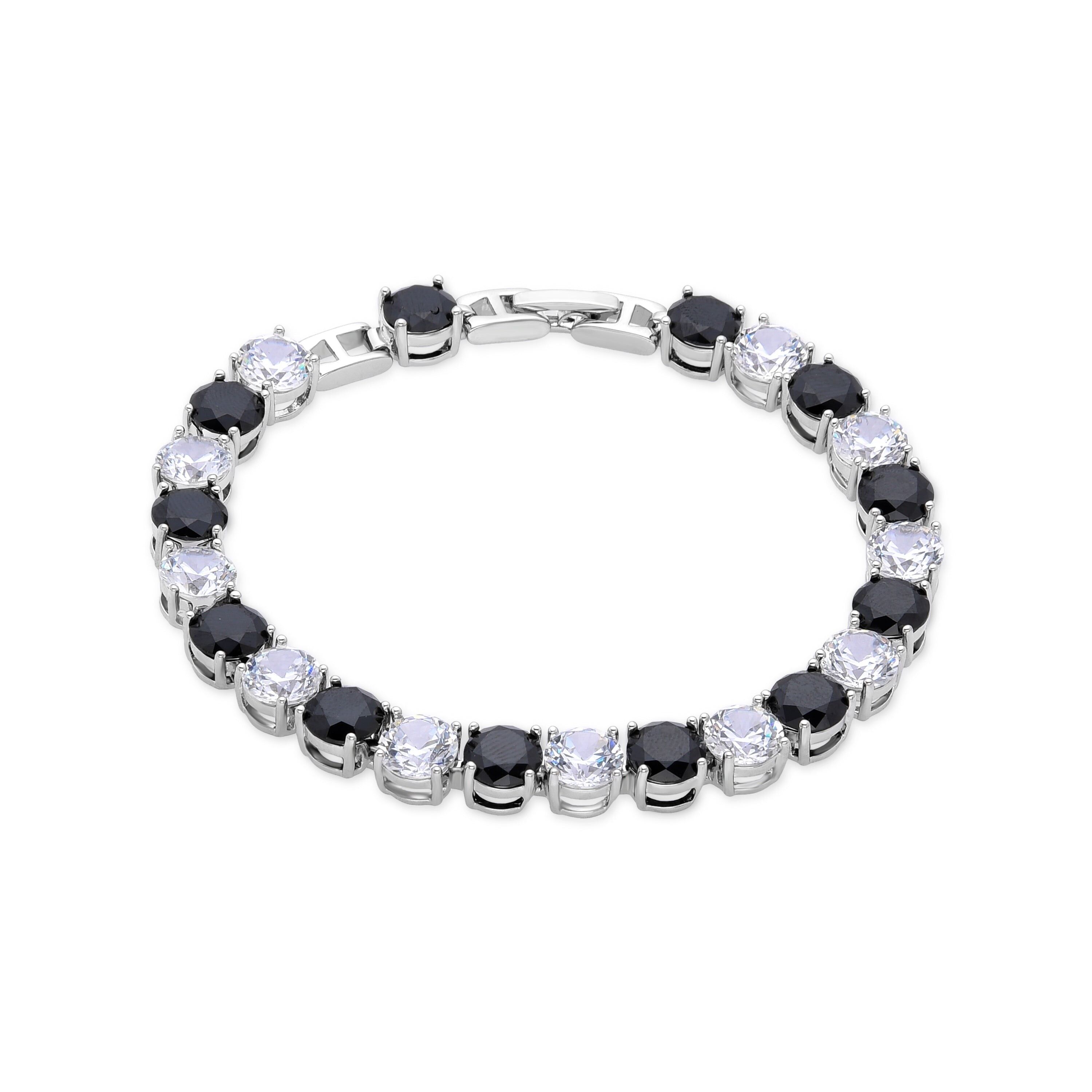 Pulsera con Circonita Onix acabada en rodio - Siju