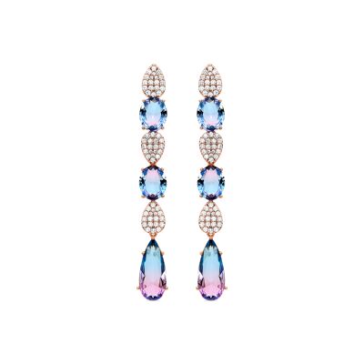 Orecchini con Zirconi Multicolor rifiniti in rodio - Dirio
