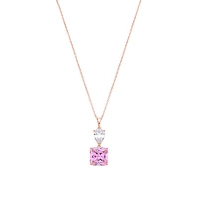 Necklace with Amethyst Zirconia finished in 18K yellow gold - Bizex