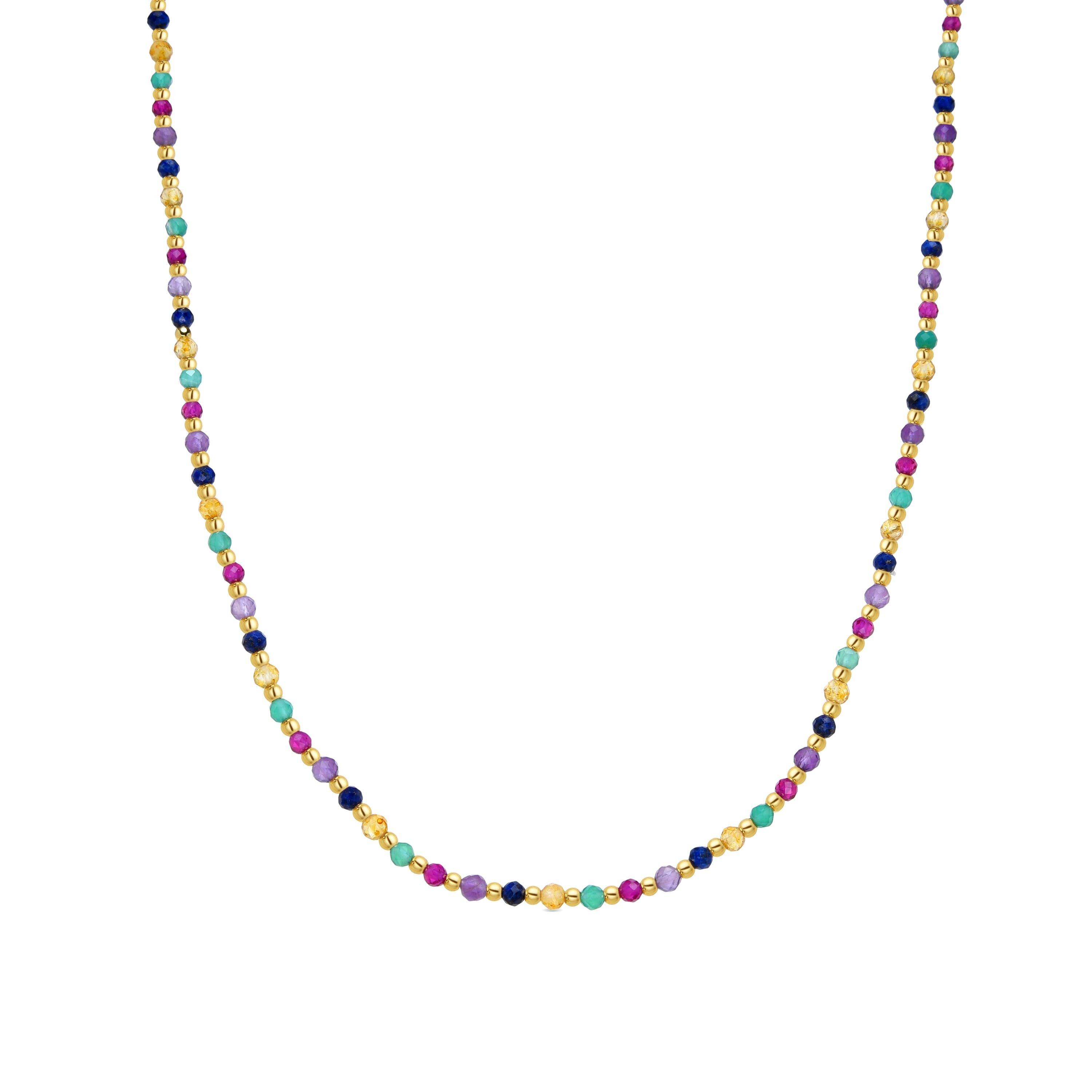 Collana in argento sterling 925 e cristalli multicolori rifinita in oro giallo 18 carati - Shedi