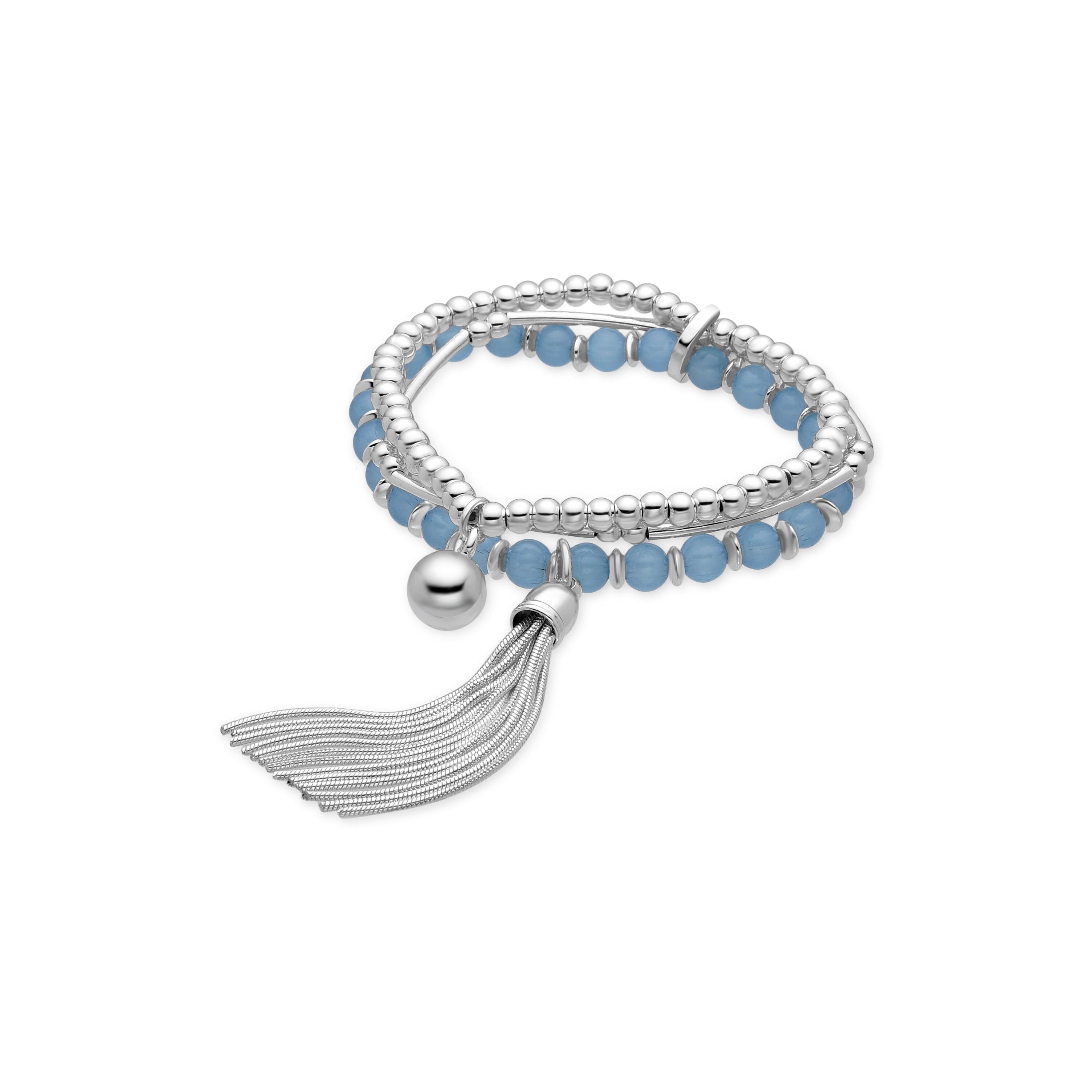 Bracciale in cristallo blu rifinito in rodio - Nereb