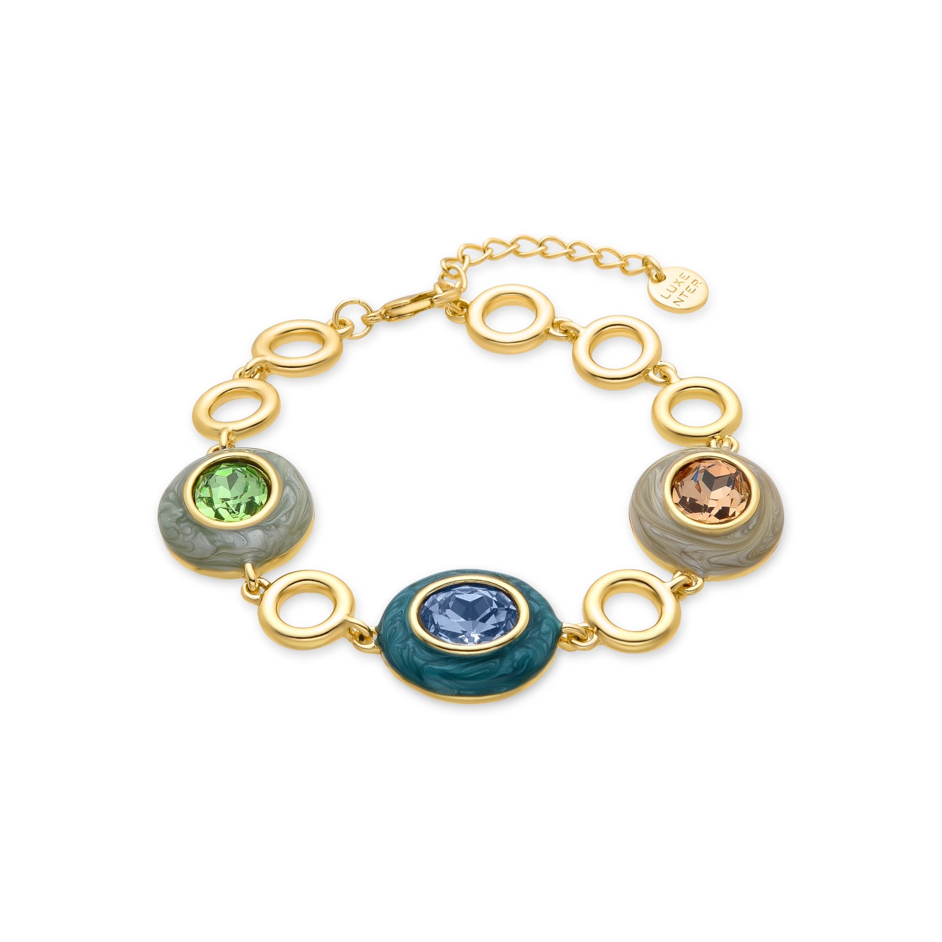 Bracciale con zirconi multicolor rifinito in oro giallo 18 carati - Amarke