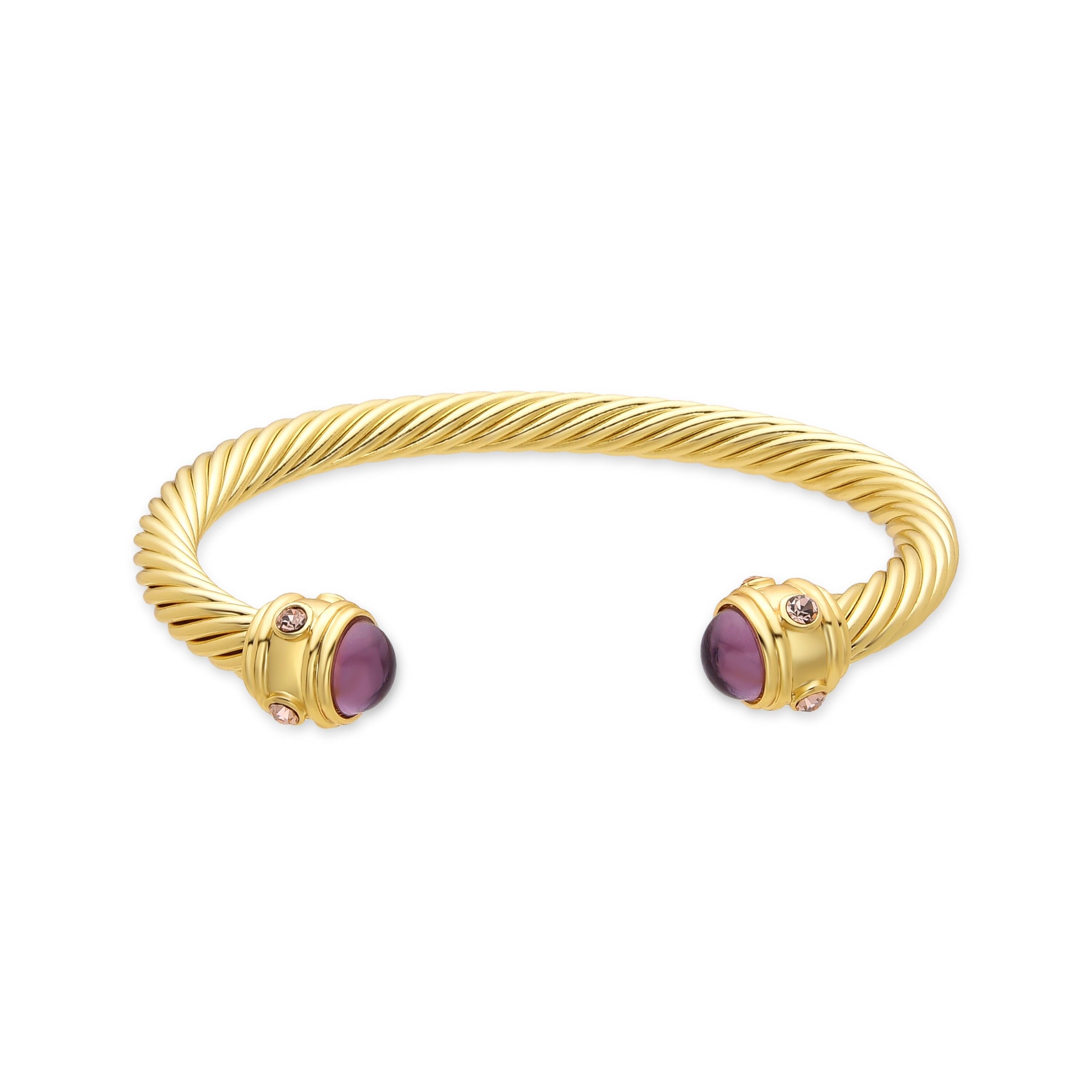 Bracciale in cristallo viola rifinito in oro giallo 18 carati - Danio