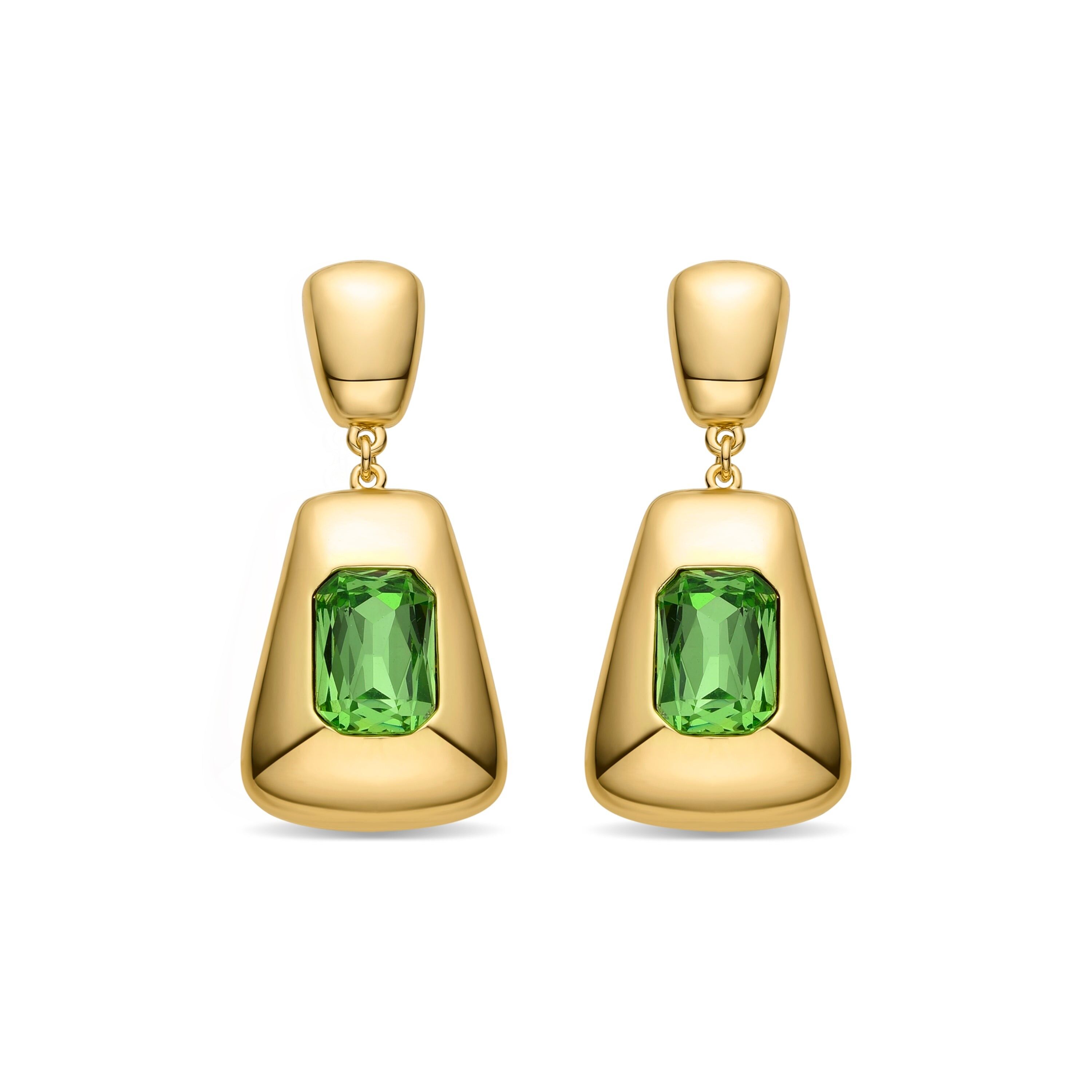 Orecchini con smeraldi e zirconi rifiniti in oro giallo 18 carati - Hiki