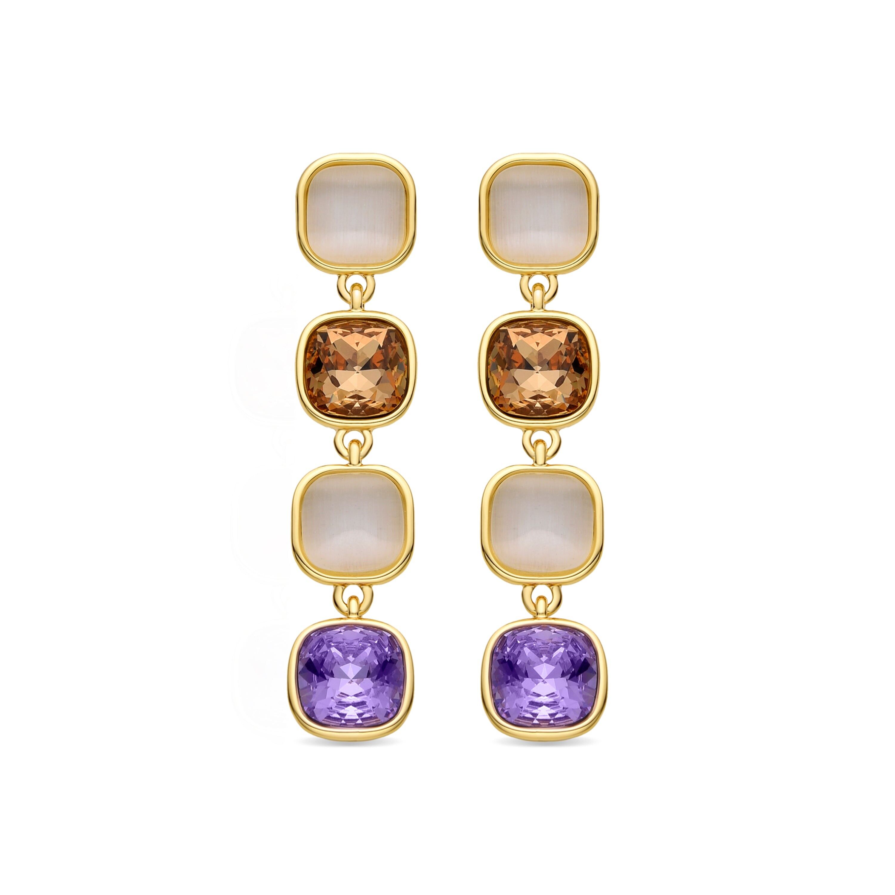 Orecchini con zirconi multicolori rifiniti in oro giallo 18 carati - Drogolo