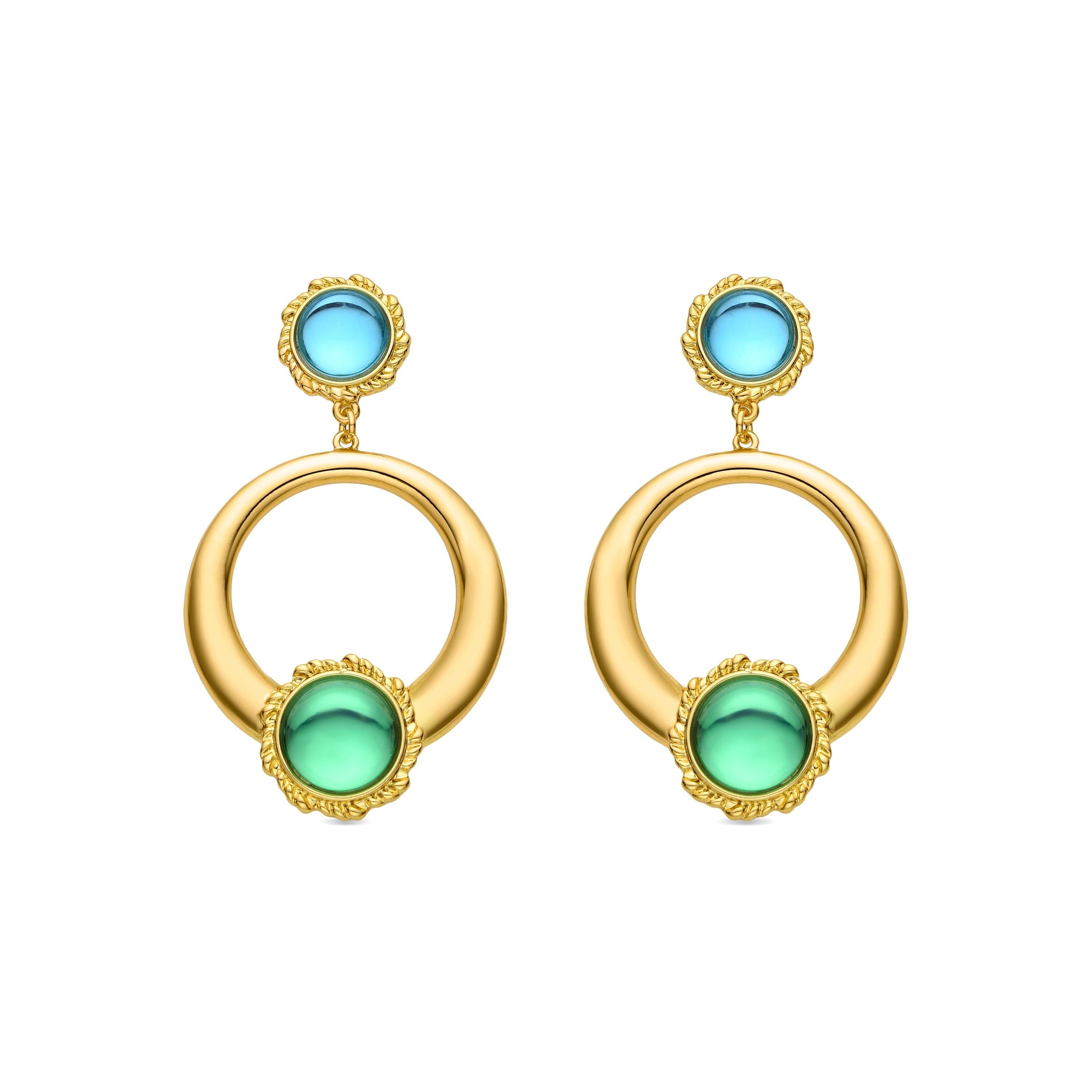 Orecchini di cristalli multicolori rifiniti in oro giallo 18 carati - Sirose