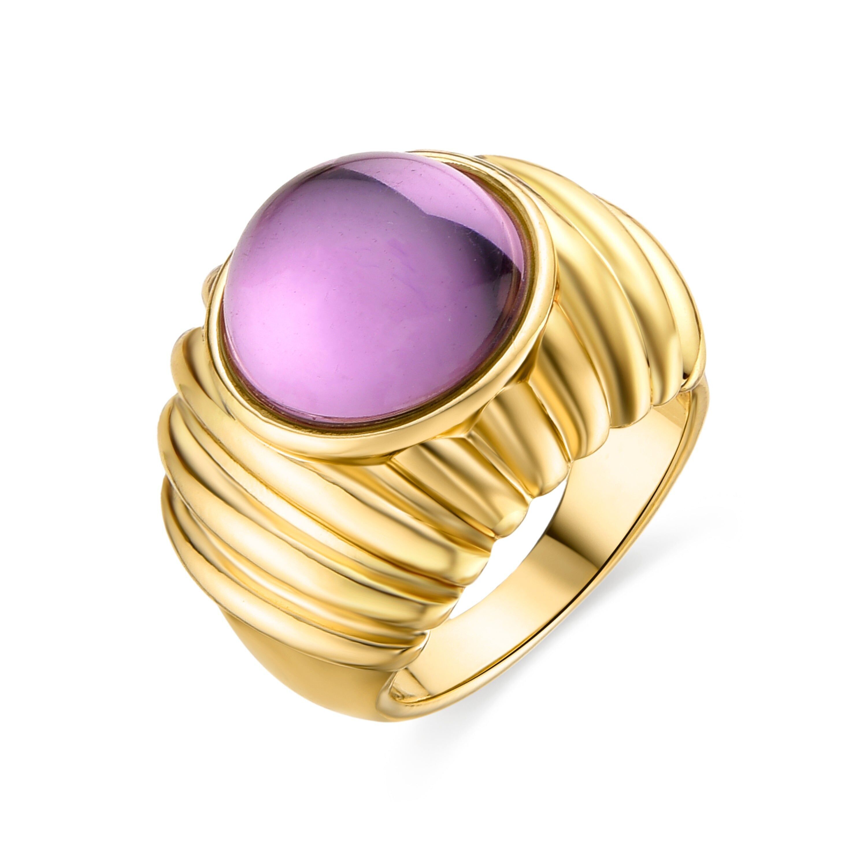 Anello in cristallo viola rifinito in oro giallo 18 carati - Danio