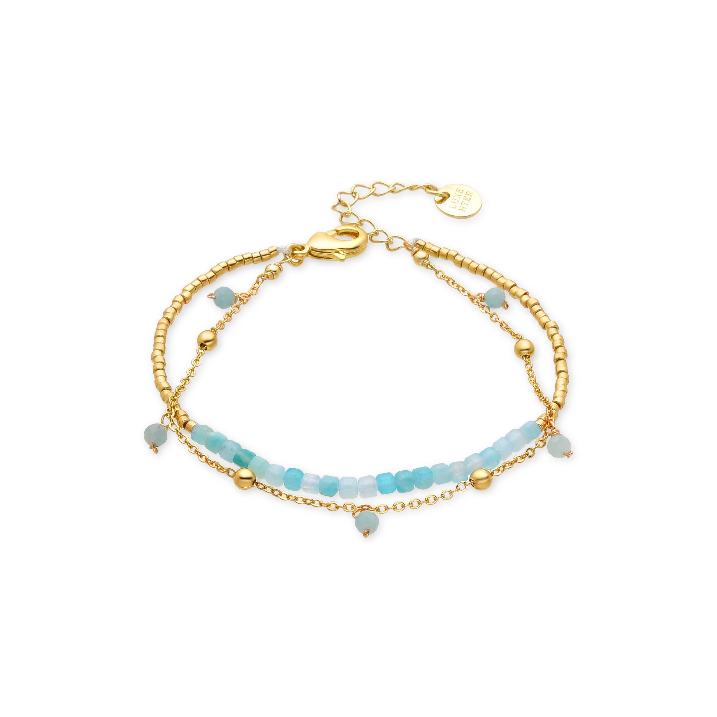 Pulsera de Turquesa acabada en oro amarillo de 18k - Akya