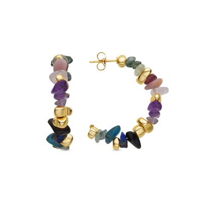 Boucles d'oreilles fluorite finies en or jaune 18 carats - Diri