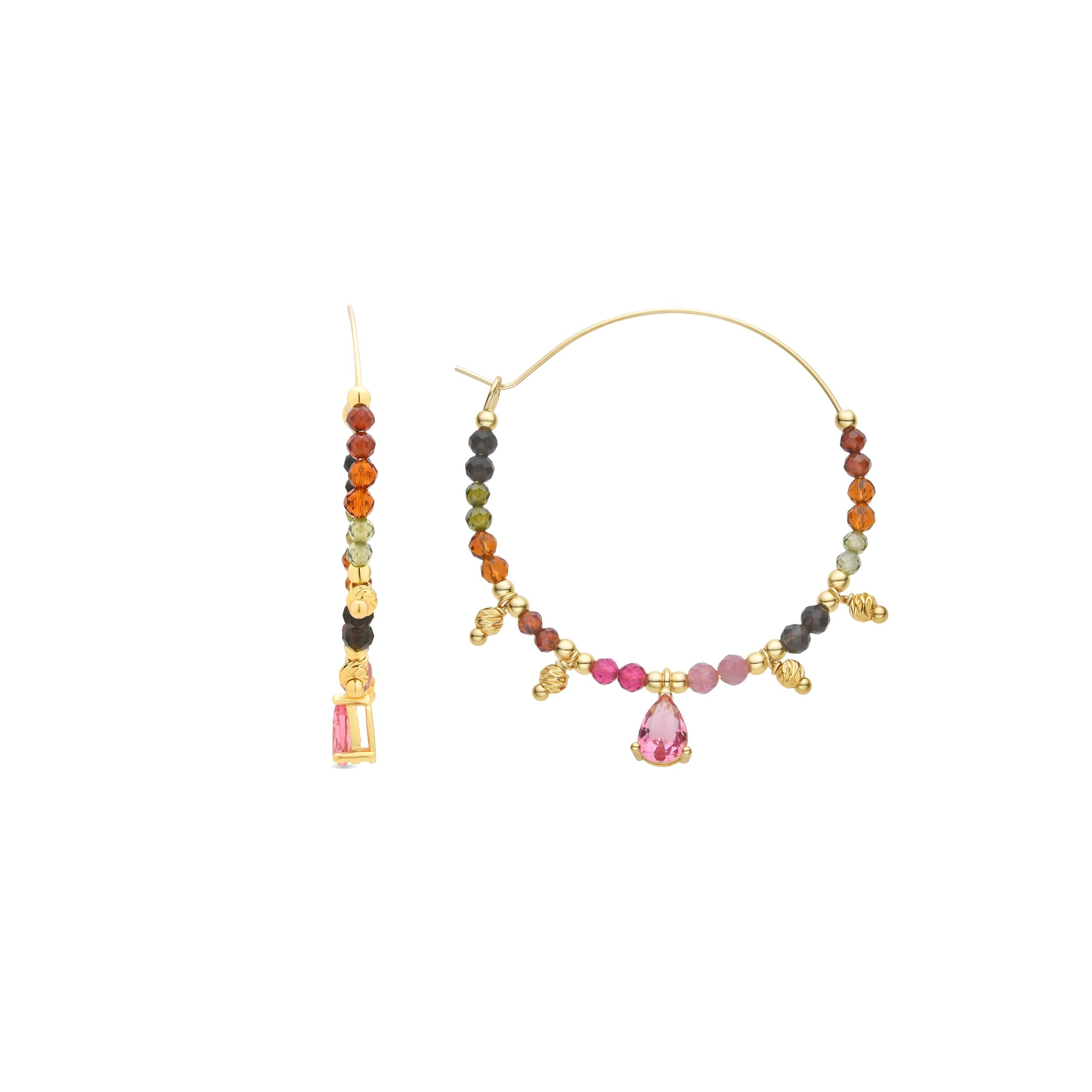 Orecchini con tormalina multicolore rifiniti in oro giallo 18 carati - Baim