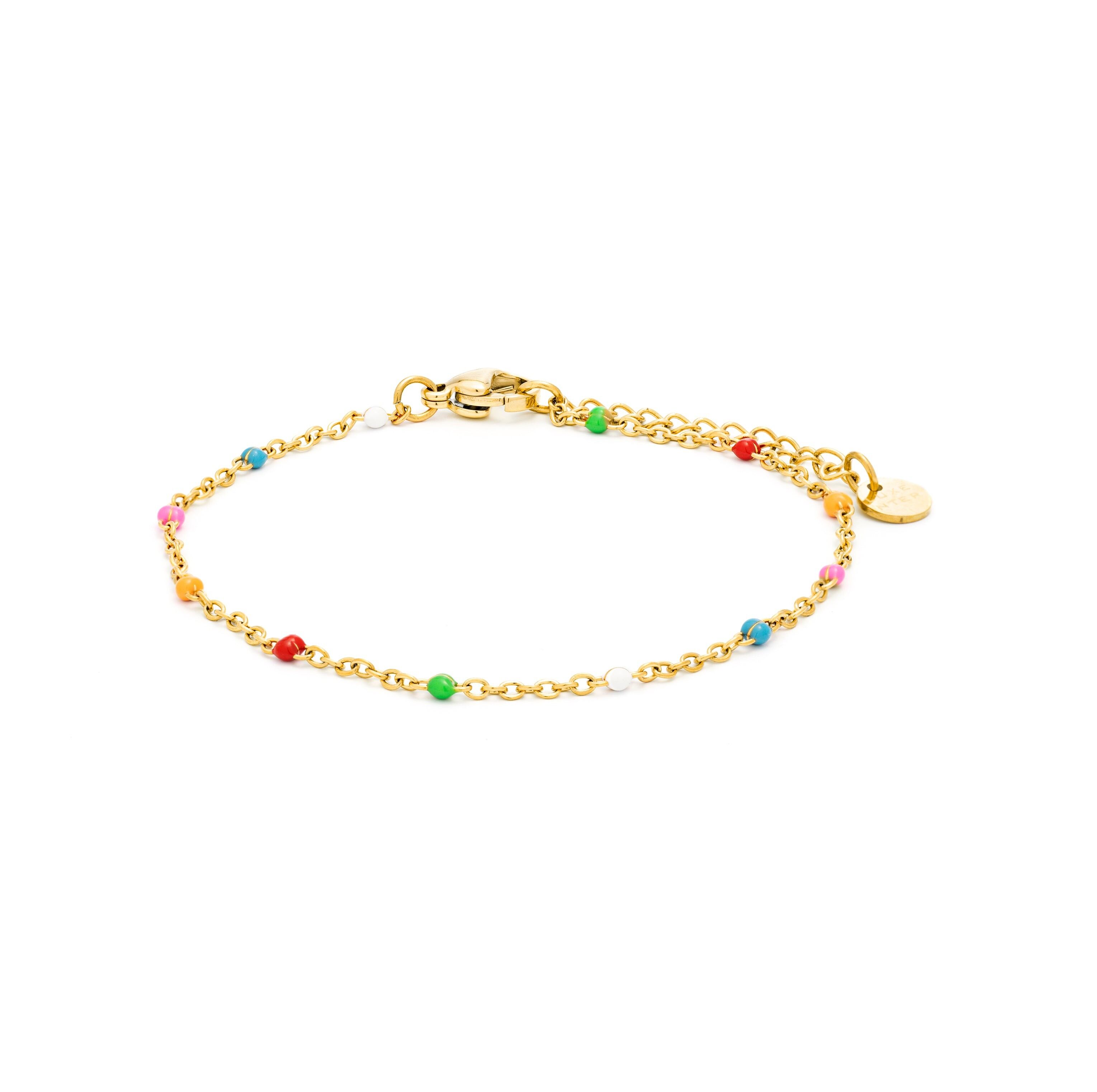 Bracciale in cristallo multicolore rifinito in oro giallo 18 carati - Ukdra
