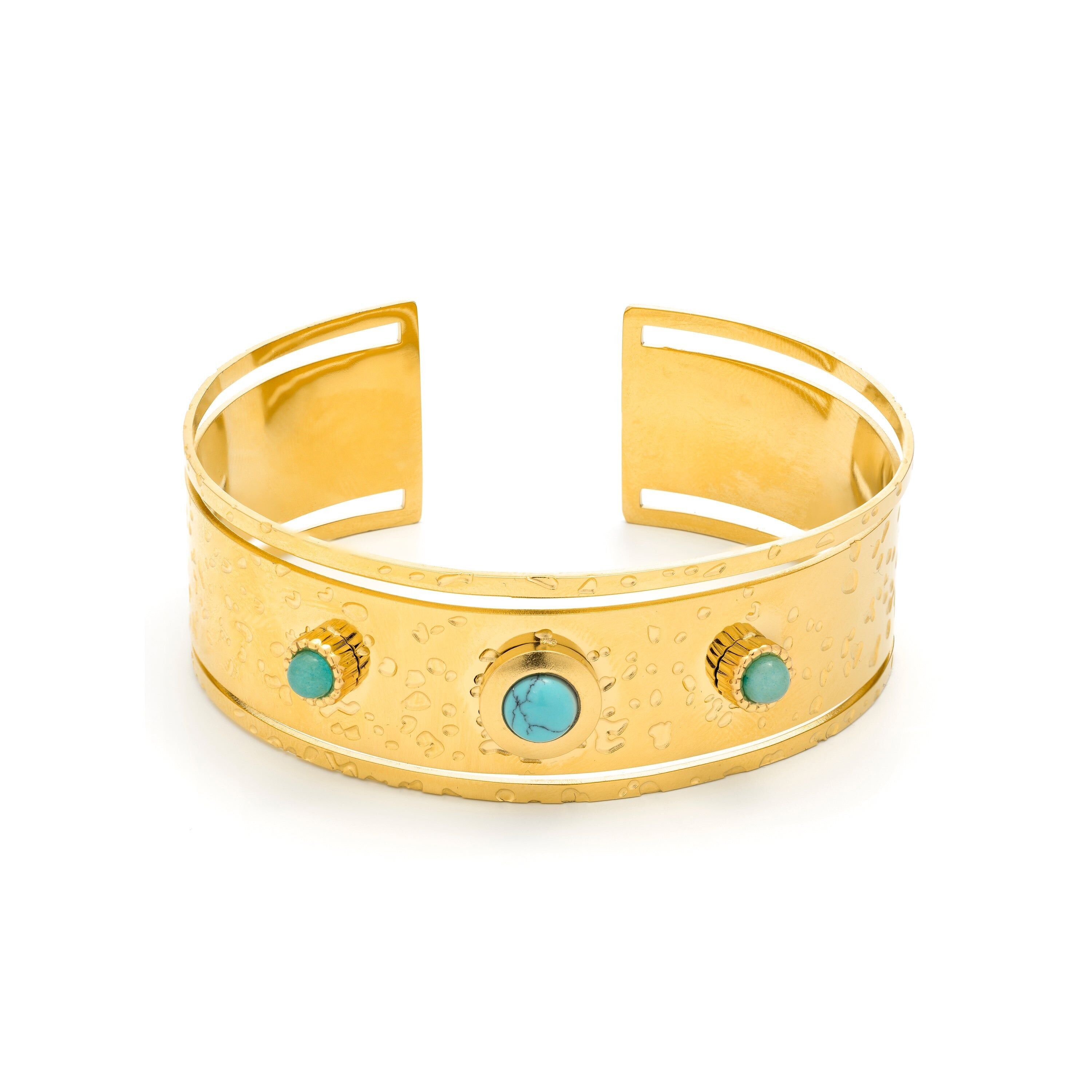 Brazalete de Turquesa acabado en oro amarillo de 18k - Athdu