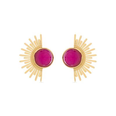 Red Crystal Earrings finished in 18k yellow gold - Rok