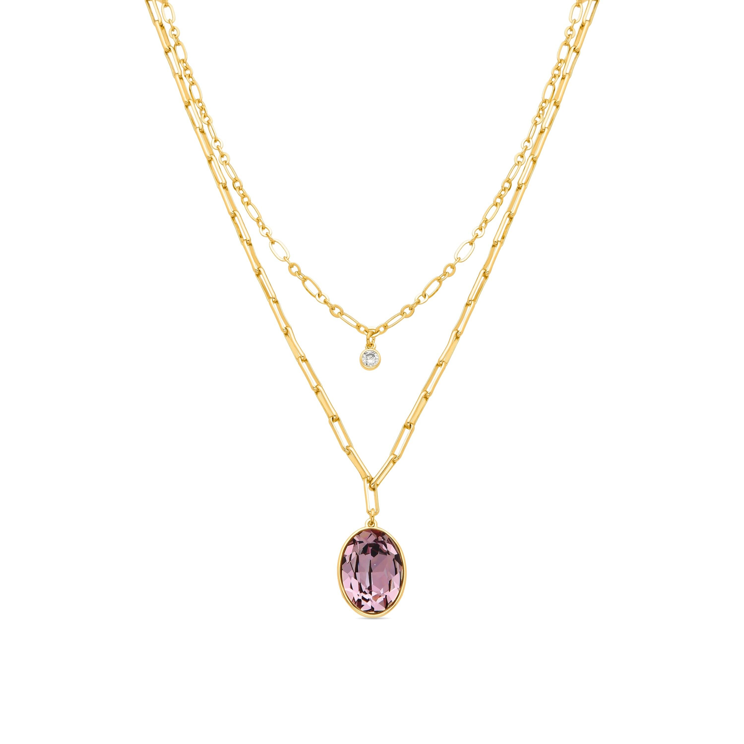 Collana di cristallo viola rifinita in oro giallo 18 carati - Okhel