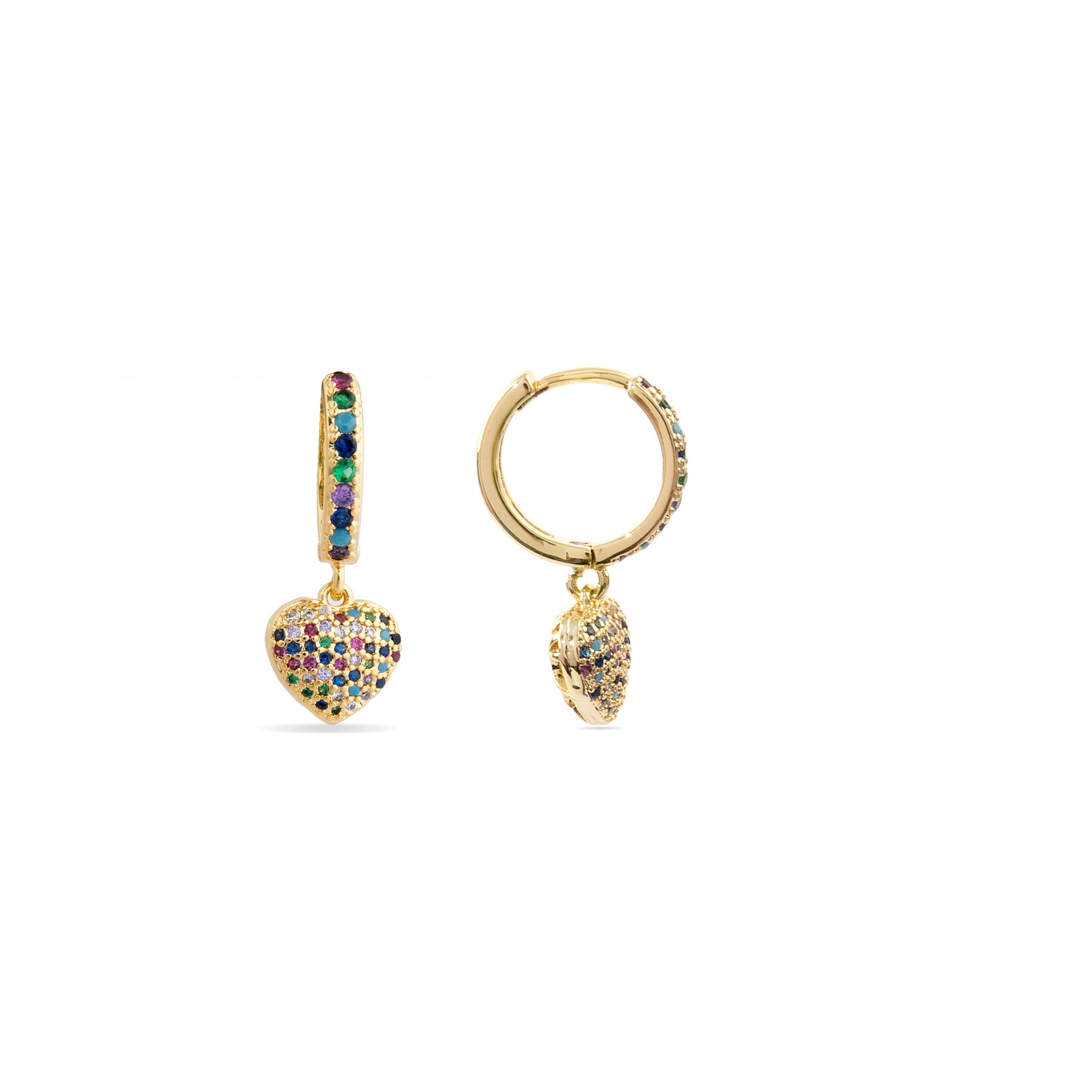 Pendientes de Circonita Multicolor acabados en oro amarillo de 18k - Lethrax