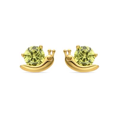 Boucles d'oreilles en argent sterling 925 et zircones vertes finies en or jaune 18 carats - Aysma