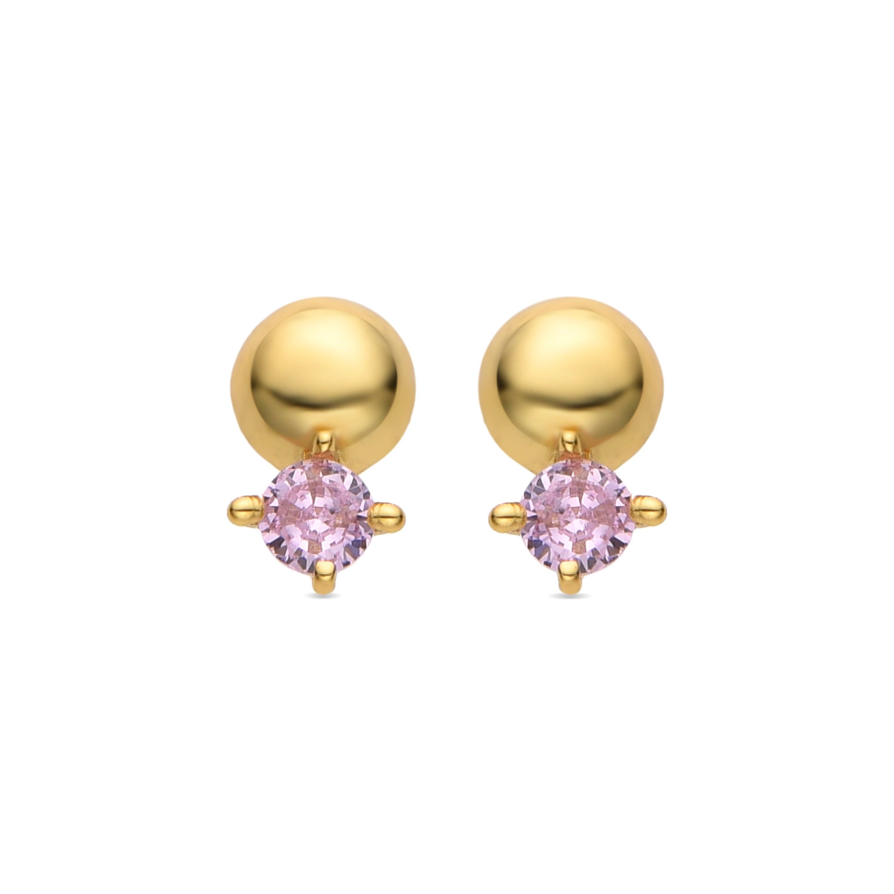 Orecchini in argento sterling 925 e zirconi rosa rifiniti in oro giallo 18 carati - Sako