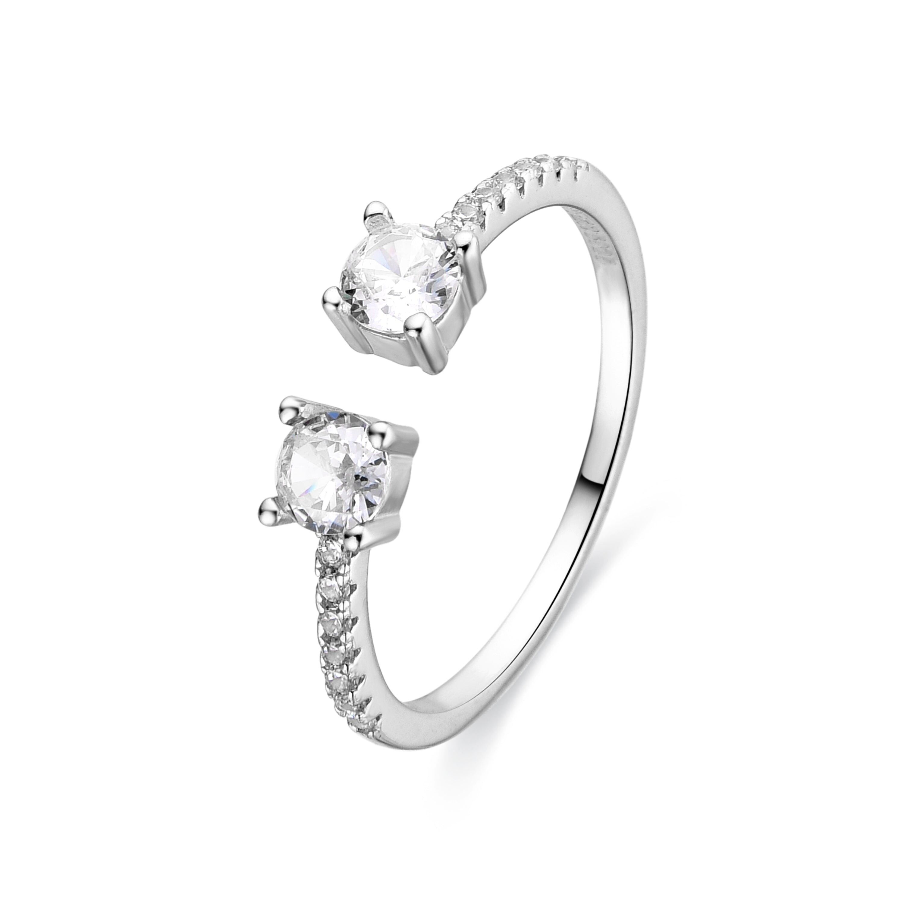 Anello in Argento Sterling 925 e Zirconi Lucidi rifiniti in rodio - Kaio