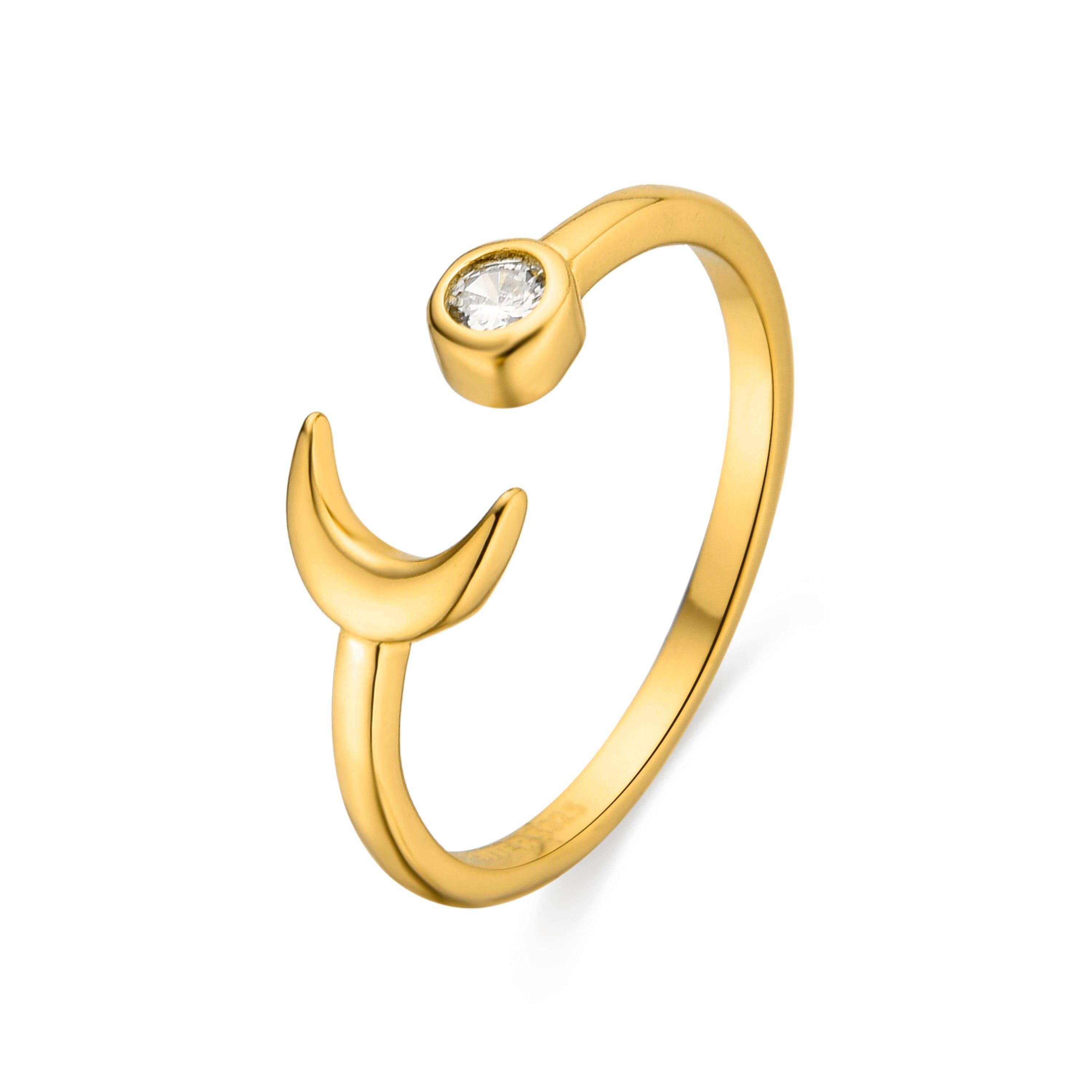 Anello in argento sterling 925 e zirconi lucenti rifinito in oro giallo 18 carati - Takku