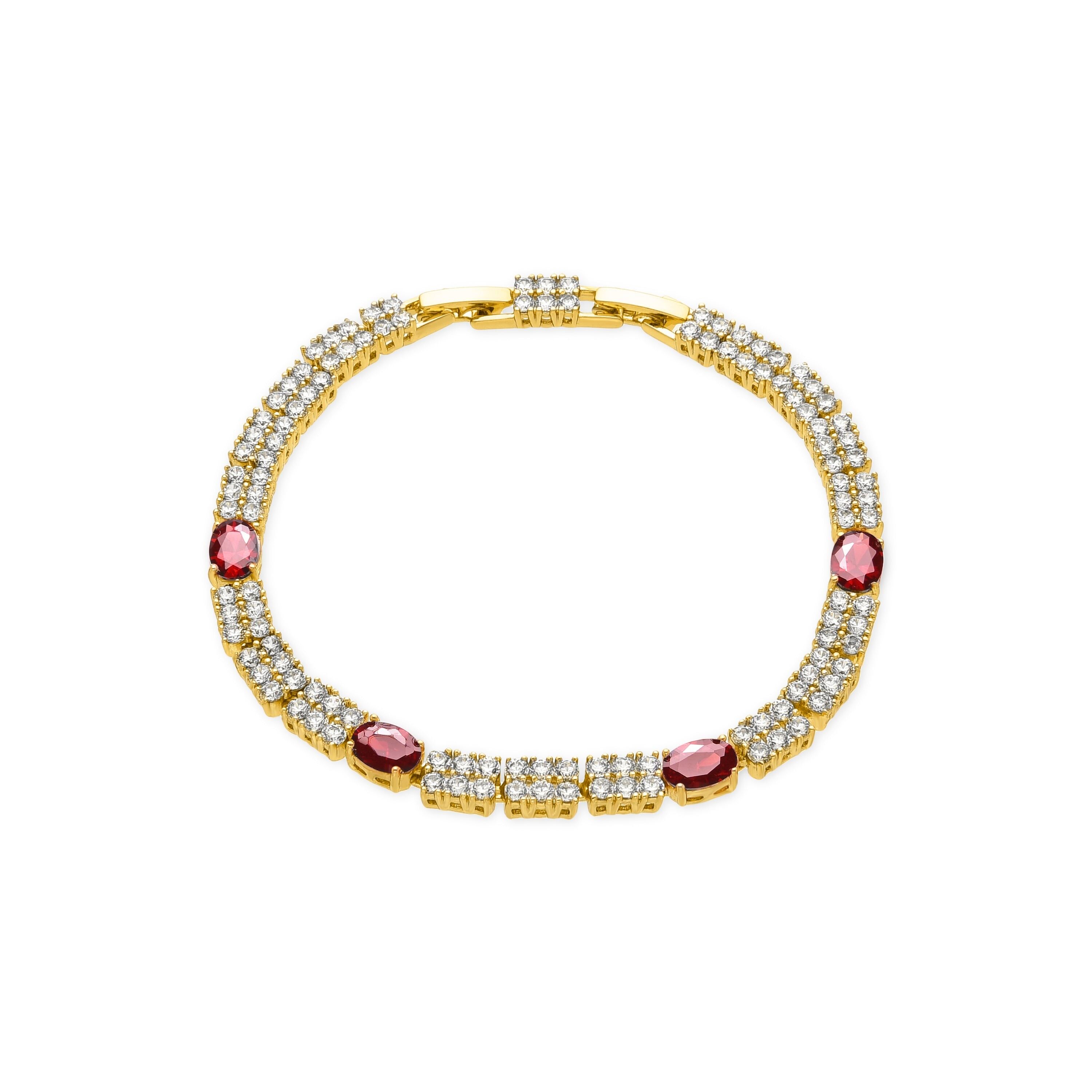 Bracciale LUXNTER con Rubini Zirconi finitura oro 18k - Cawa