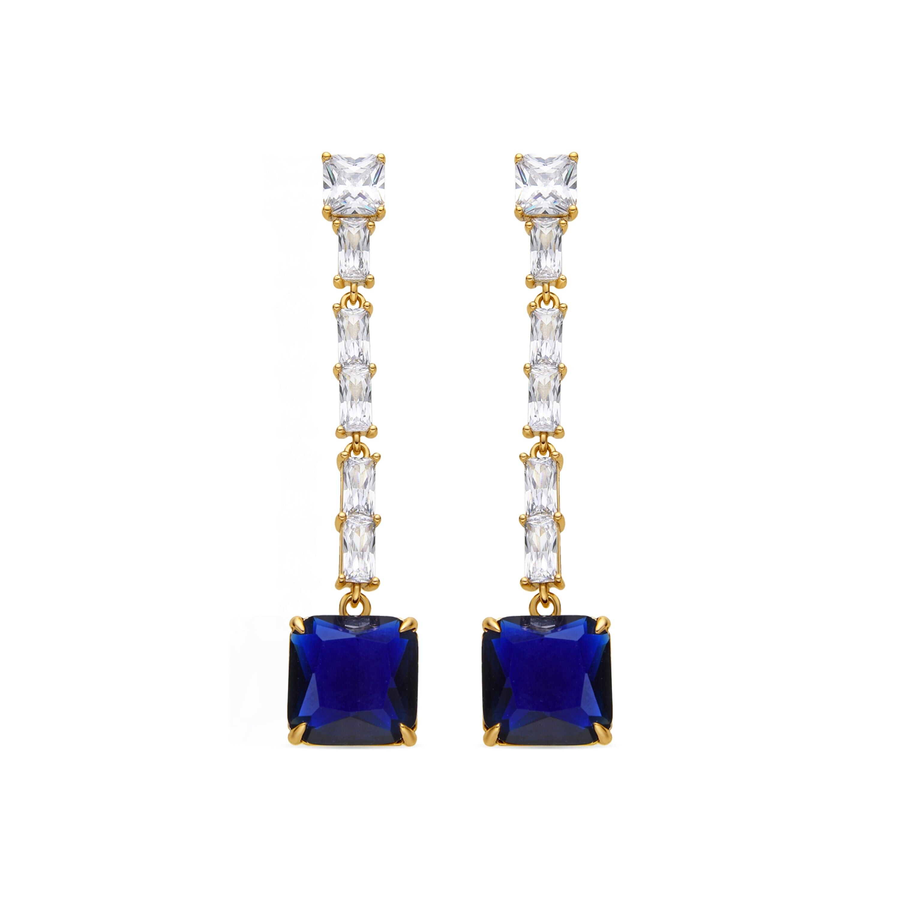 LUXNTER Orecchini con Zaffiri Zirconi finitura oro 18k - Waraim