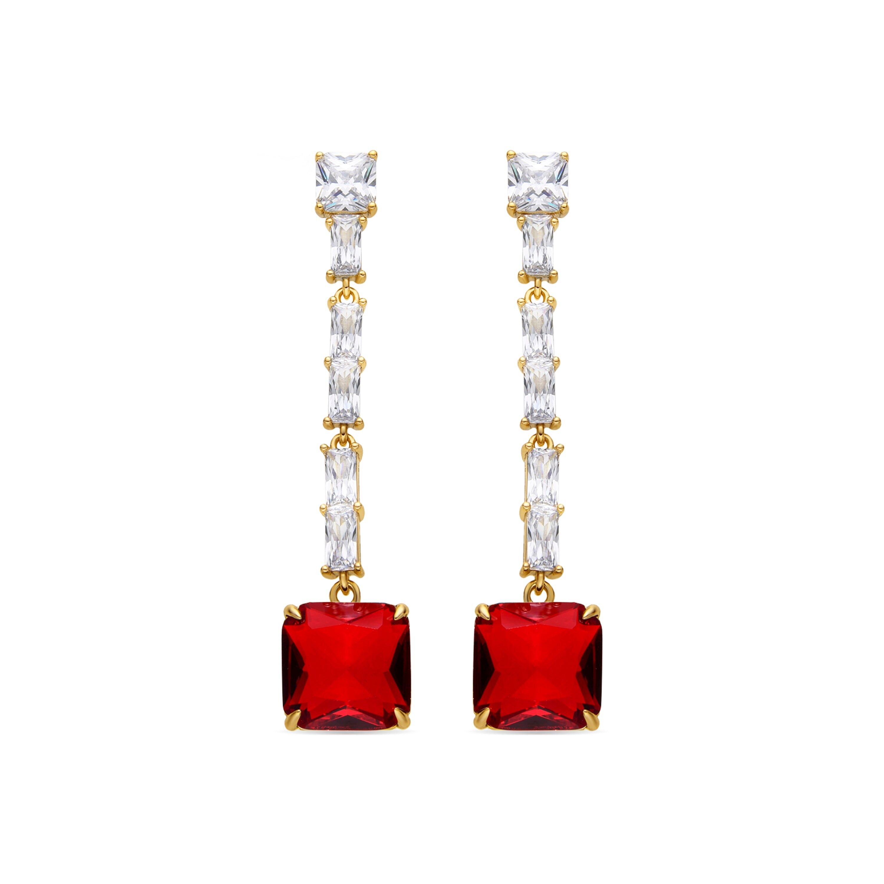 Orecchini LUXNTER con Rubini Zirconi finitura oro 18k - Waraim