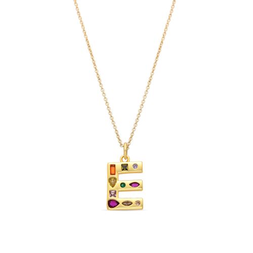 Collar con Circonita Multicolor acabado oro 18k - Alphabet