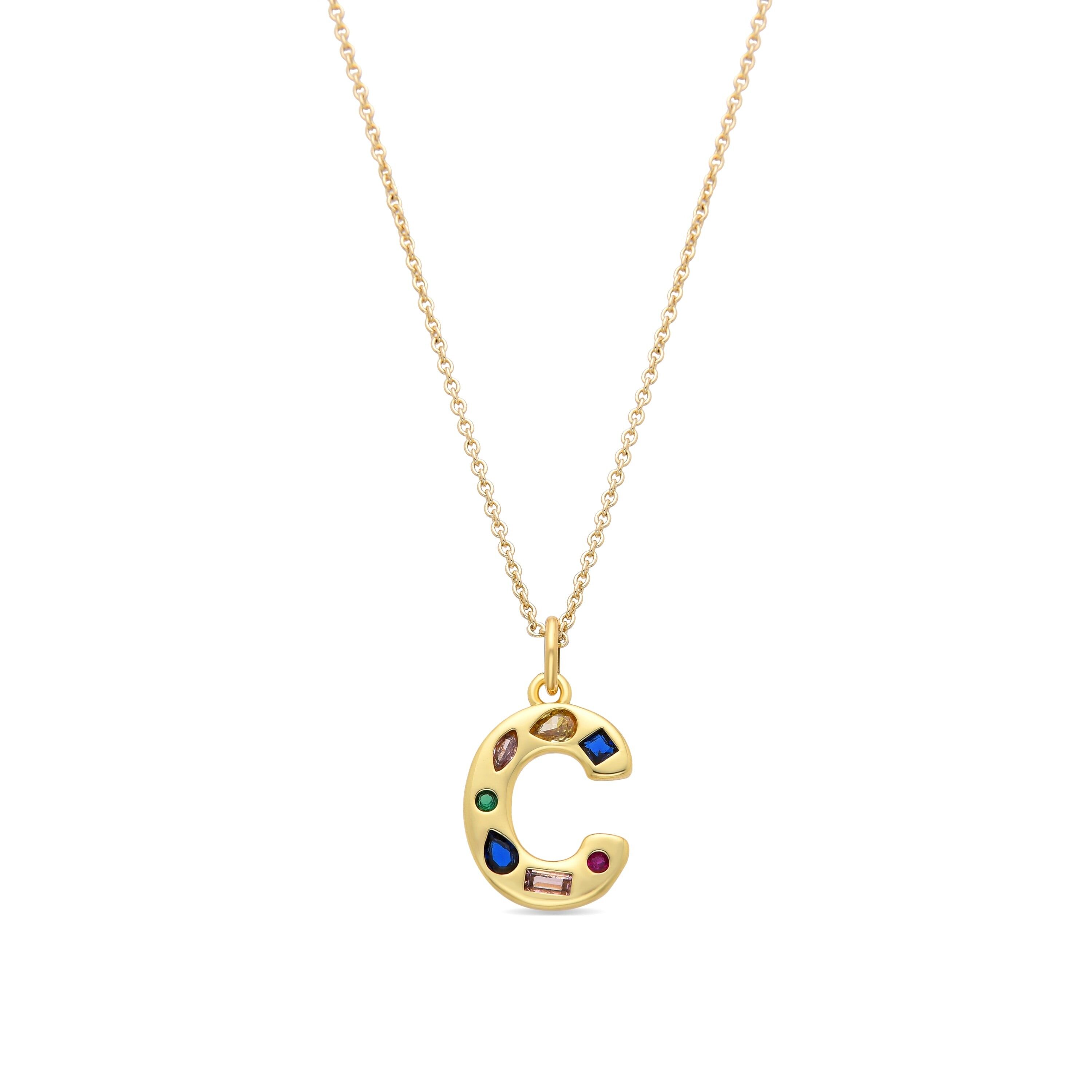 Collana con Zirconi Multicolor finitura oro 18 carati - Alfabeto