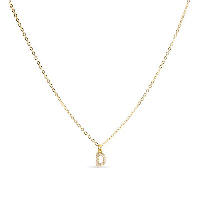 Necklace with Shiny Zirconia 18k gold finish - Alphabet