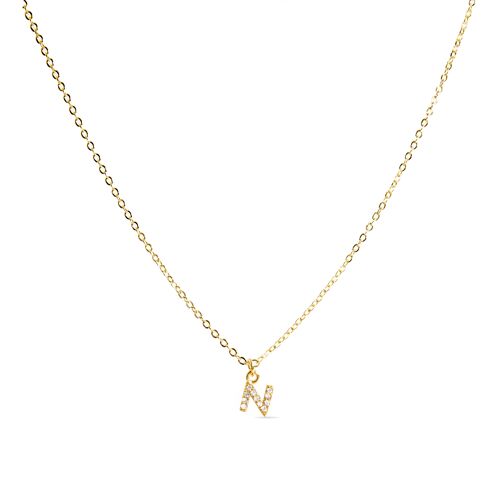 Collar con Circonita Brillante acabado oro 18k - Alphabet