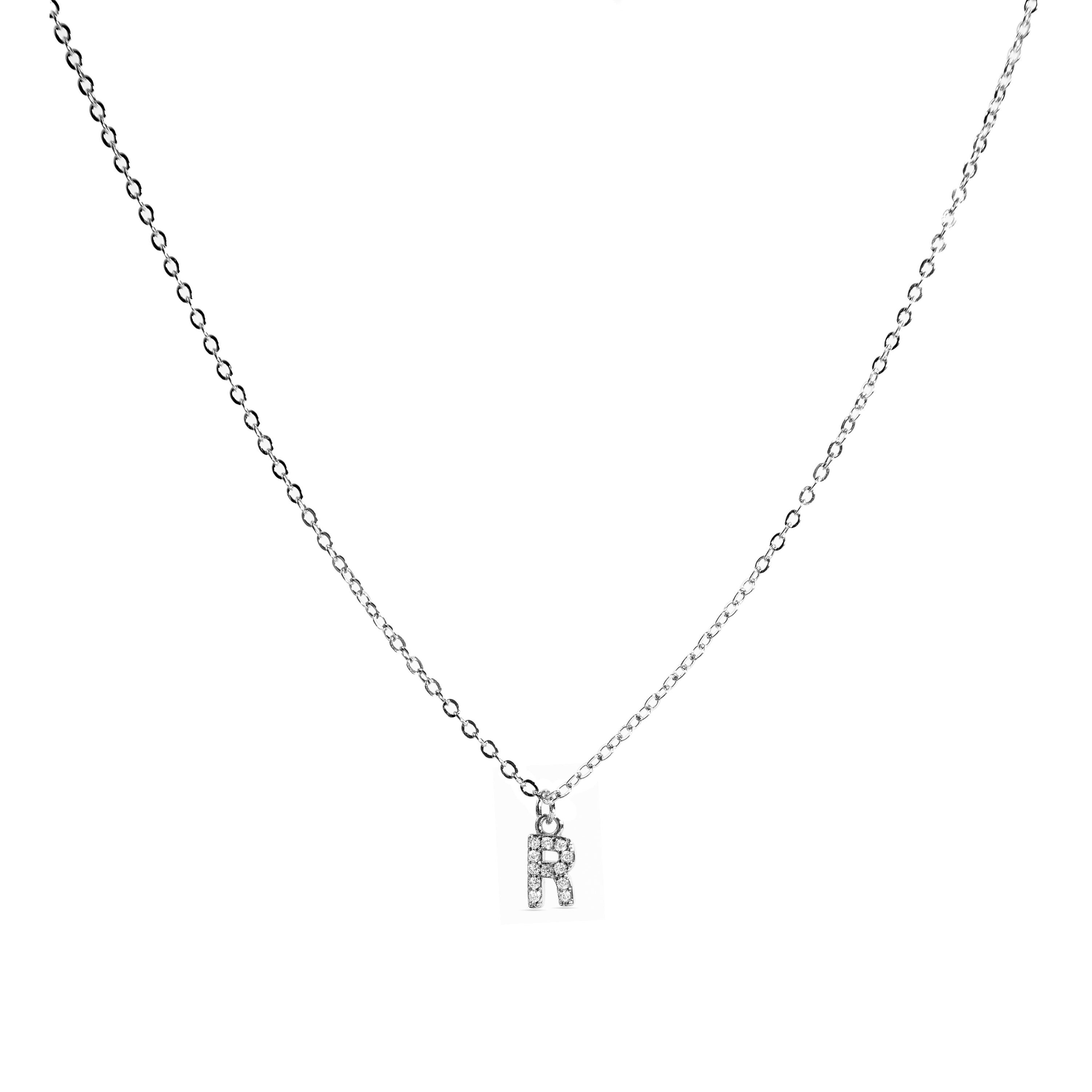 Collana con finitura argento Zirconi Lucidi - Alfabeto