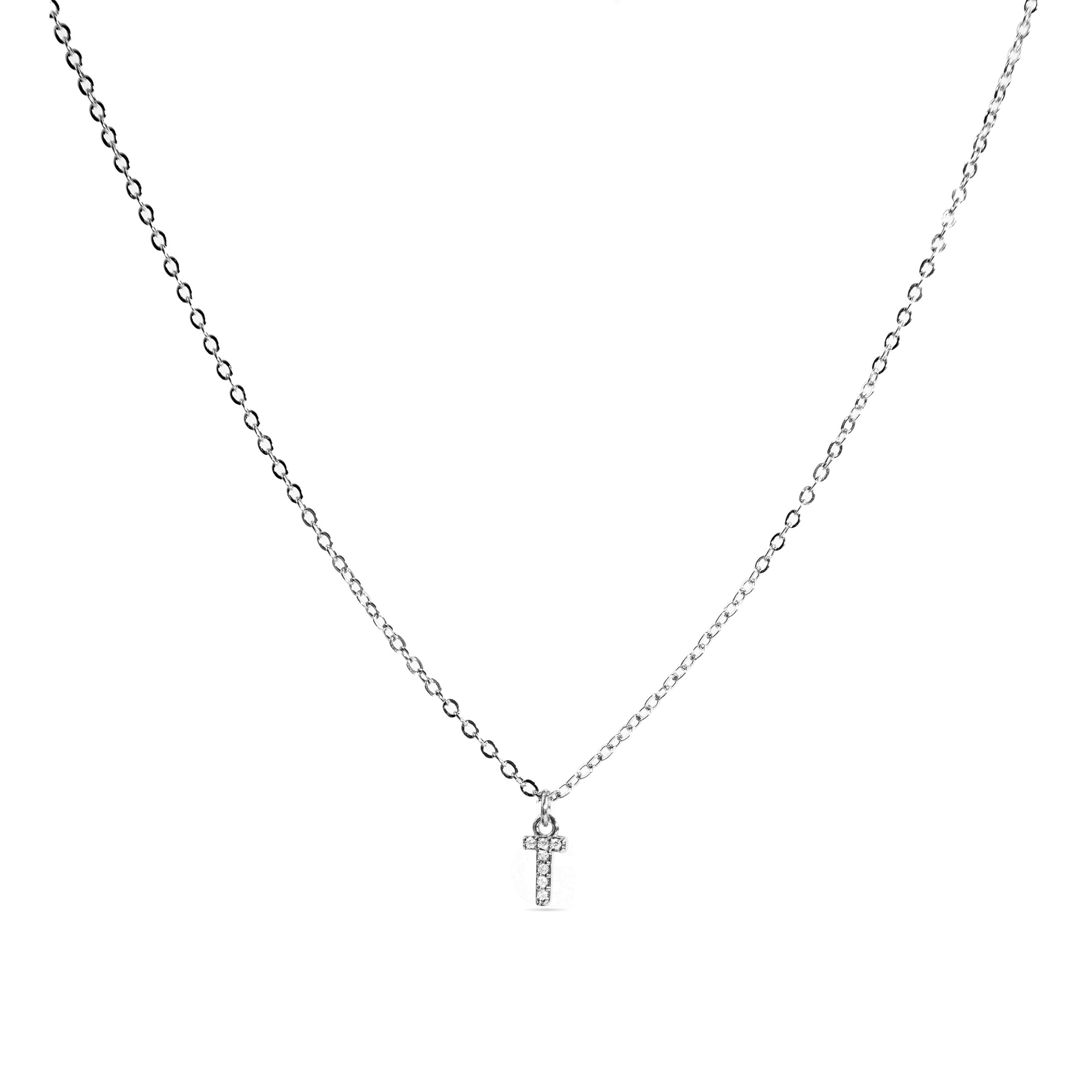 Collana con finitura argento Zirconi Lucidi - Alfabeto