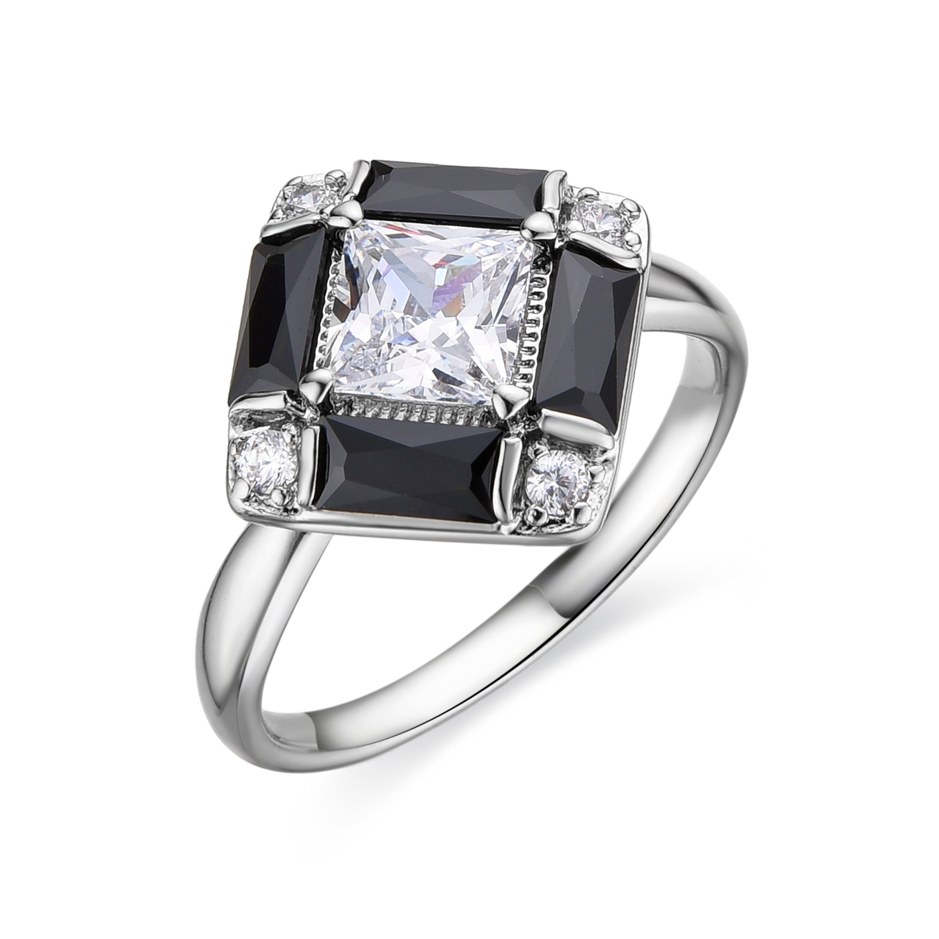 LUXNTER Anillo con Circonita Onix acabado plata - Nois