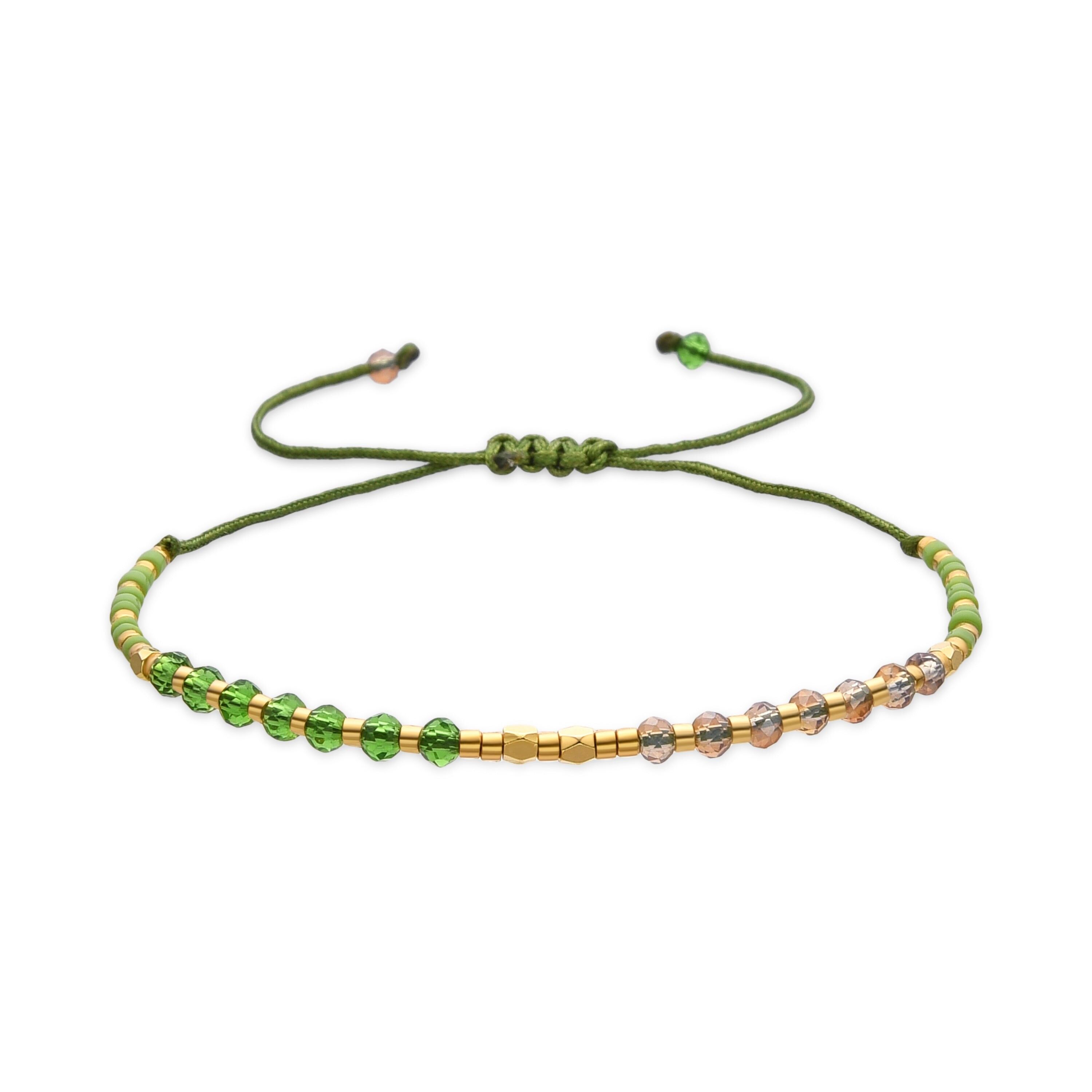 Armband mit grünem Kristall, 18-karätiges Gold-Finish – Anlako