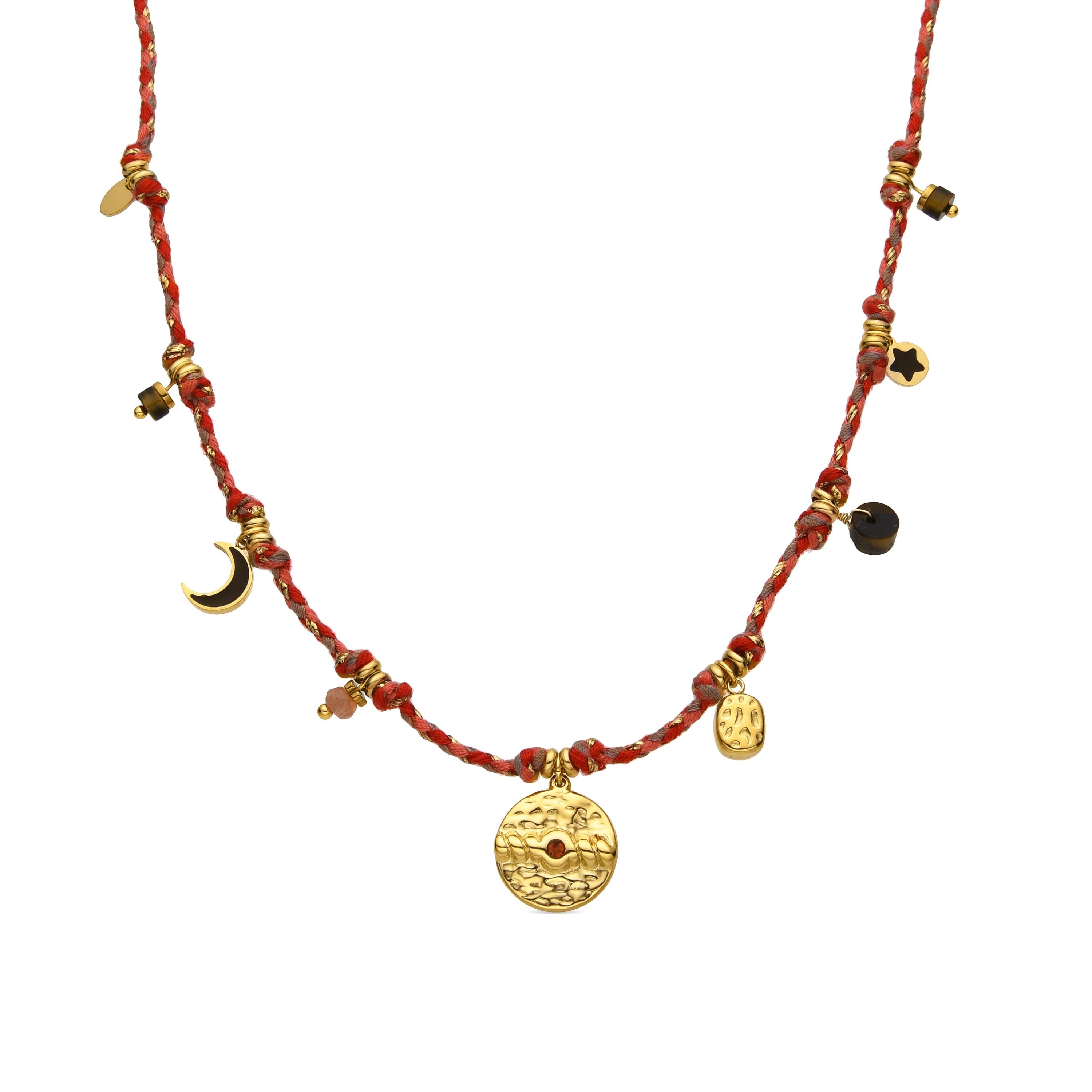 Collana con Cristallo Rosso finitura oro 18 carati - Liskel