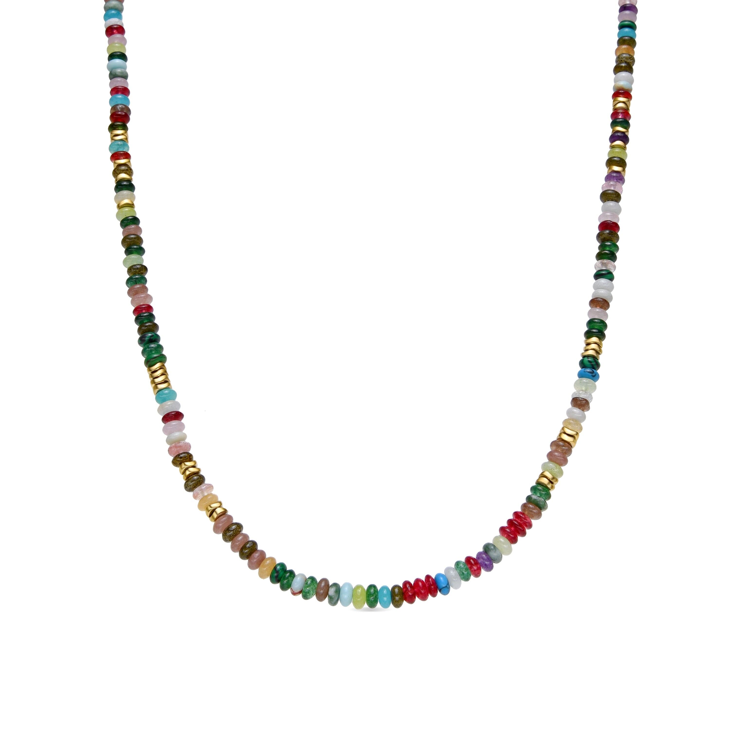 Halskette mit mehrfarbigem Kristall, 18-karätiges Gold-Finish – Issne